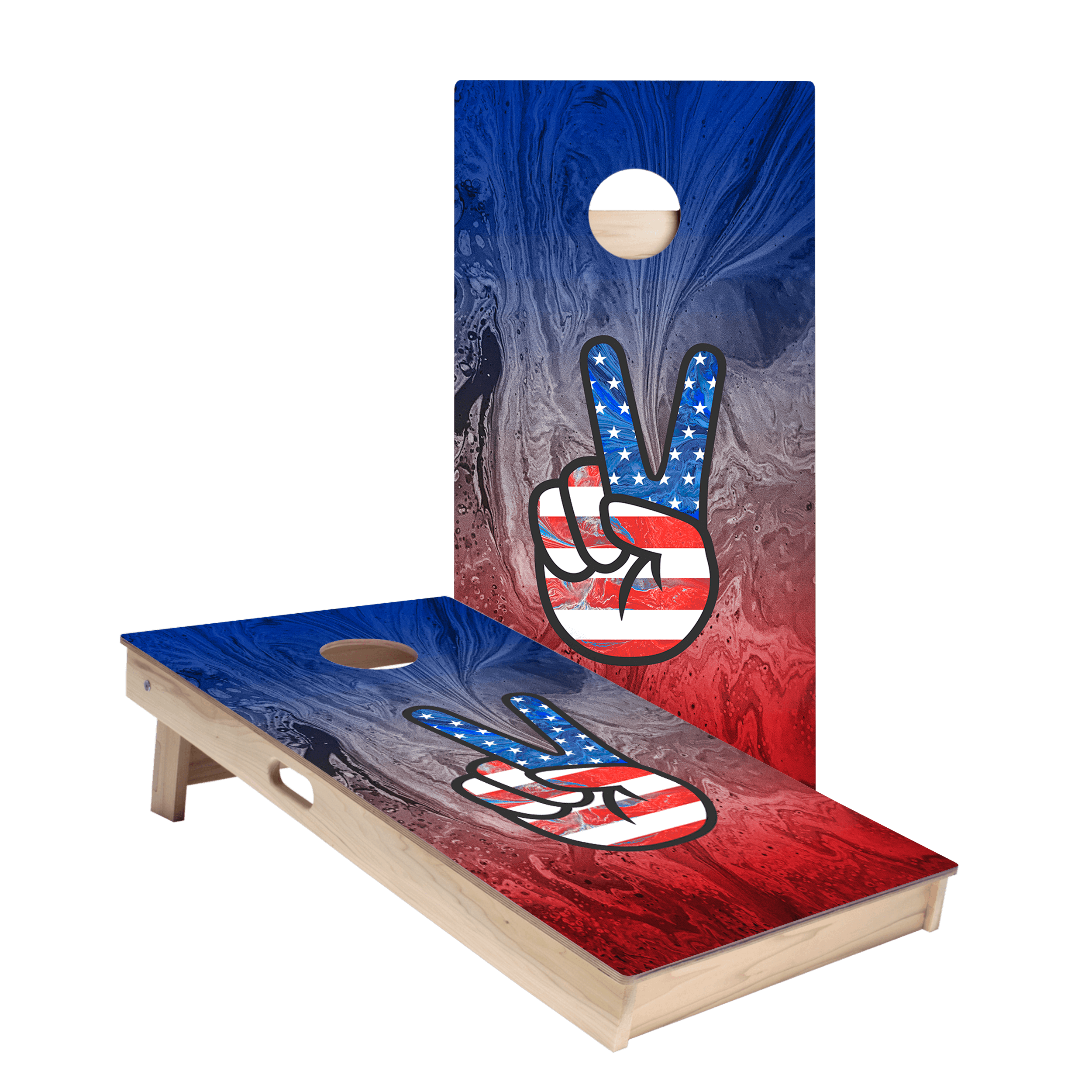 American Flag Peace Sign Star Cornhole Boards