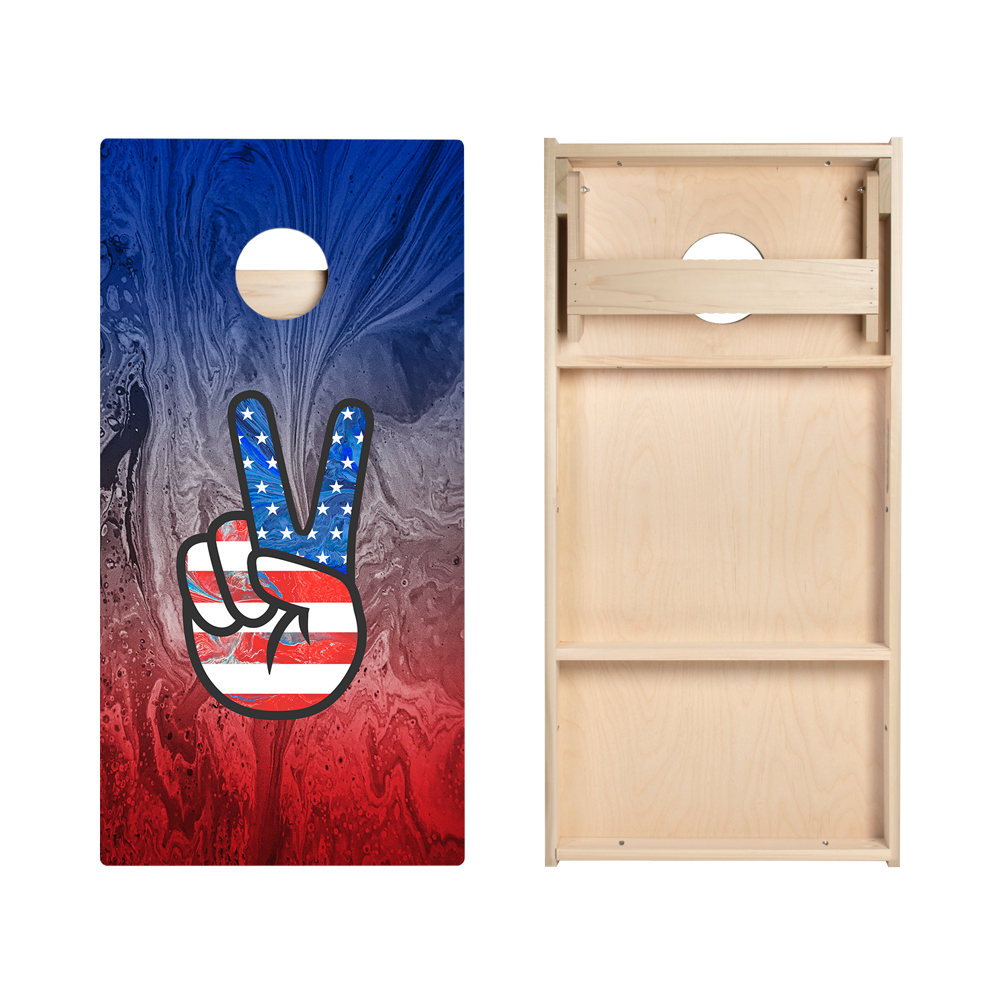 American Flag Peace Sign Star Cornhole Boards