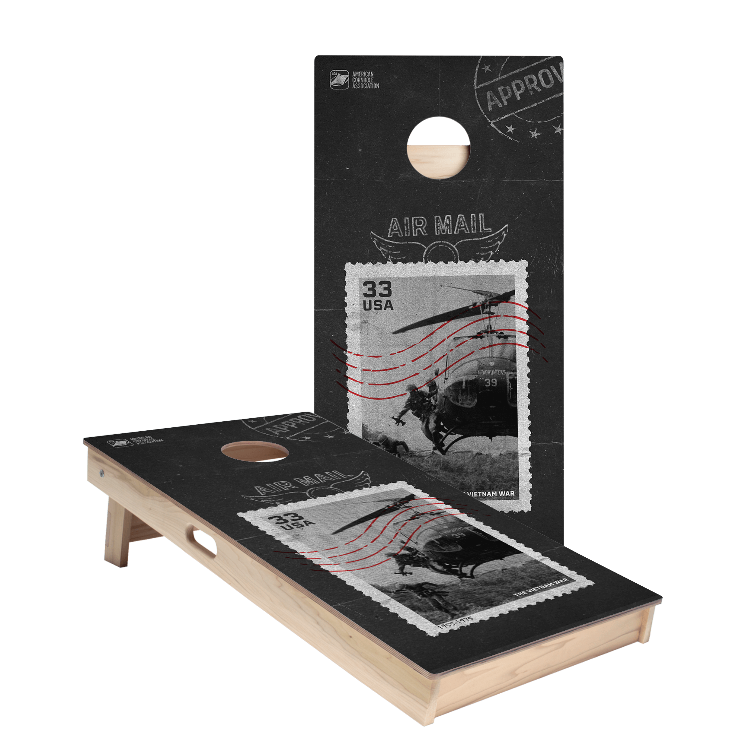 Airmail Stamp Star Cornhole Boards