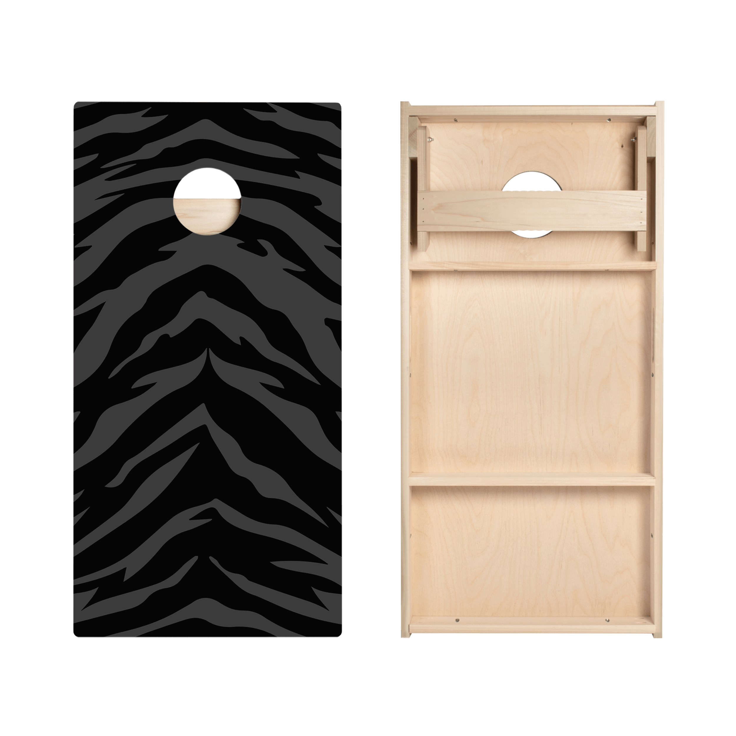 Black Tiger Stripes Star Cornhole Boards