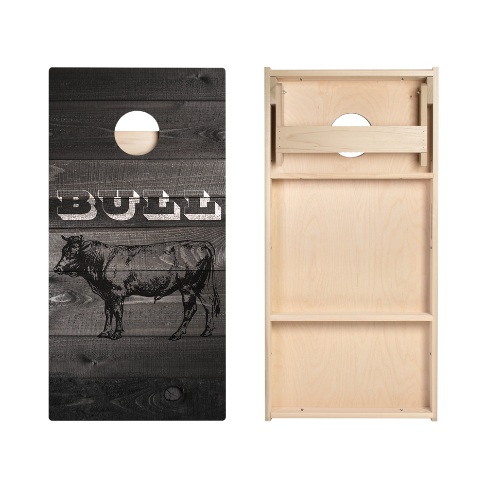 Black Barnwood Bull Star Cornhole Boards
