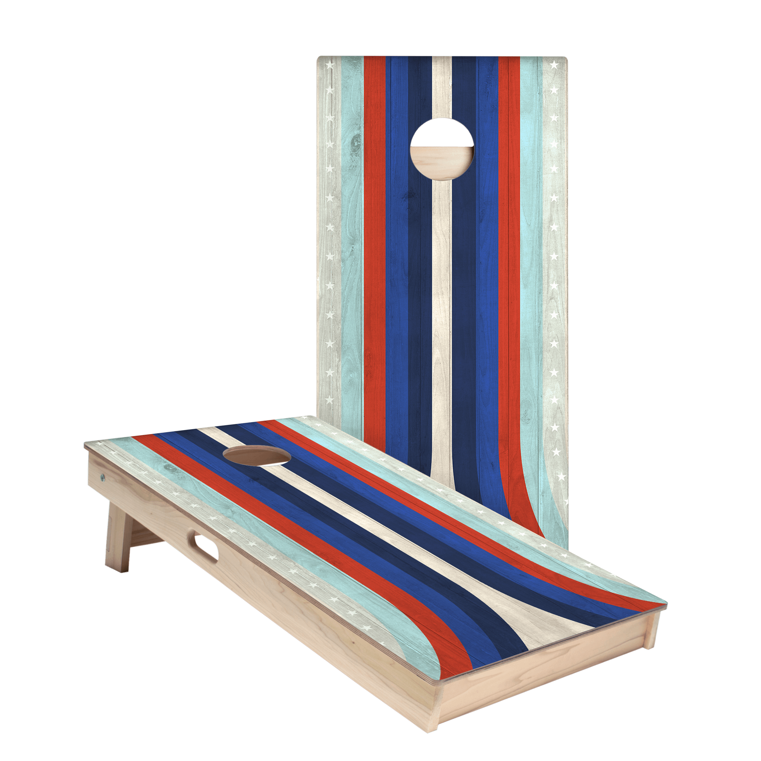 American Moto Curved Stripes Star Cornhole Boards