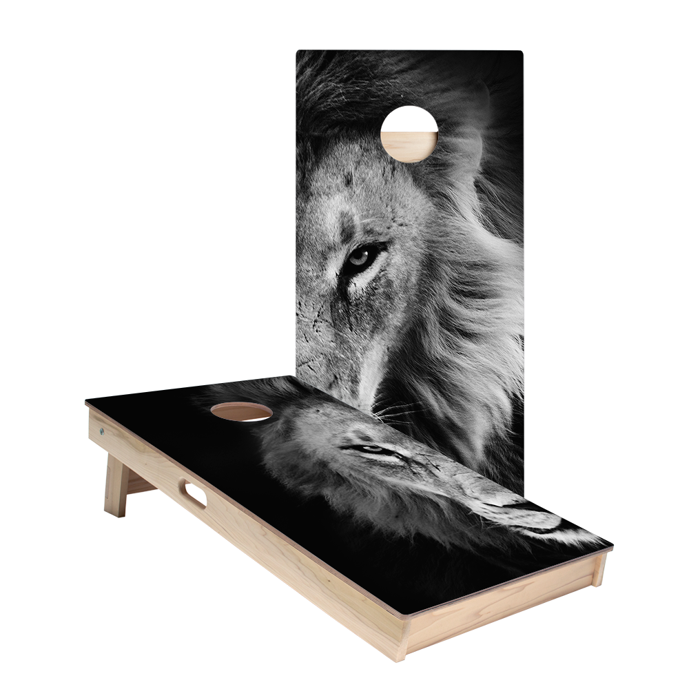 Black And White Lion Star Cornhole Boards
