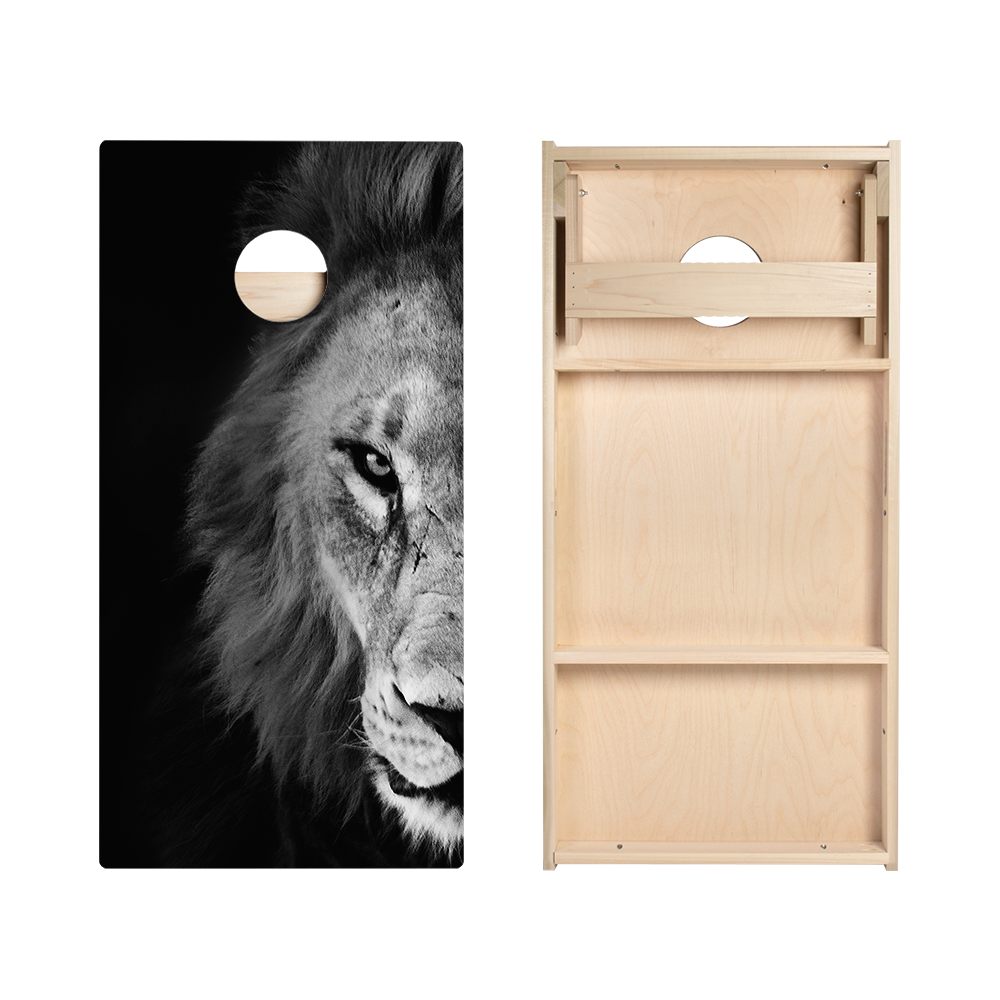 Black And White Lion Star Cornhole Boards