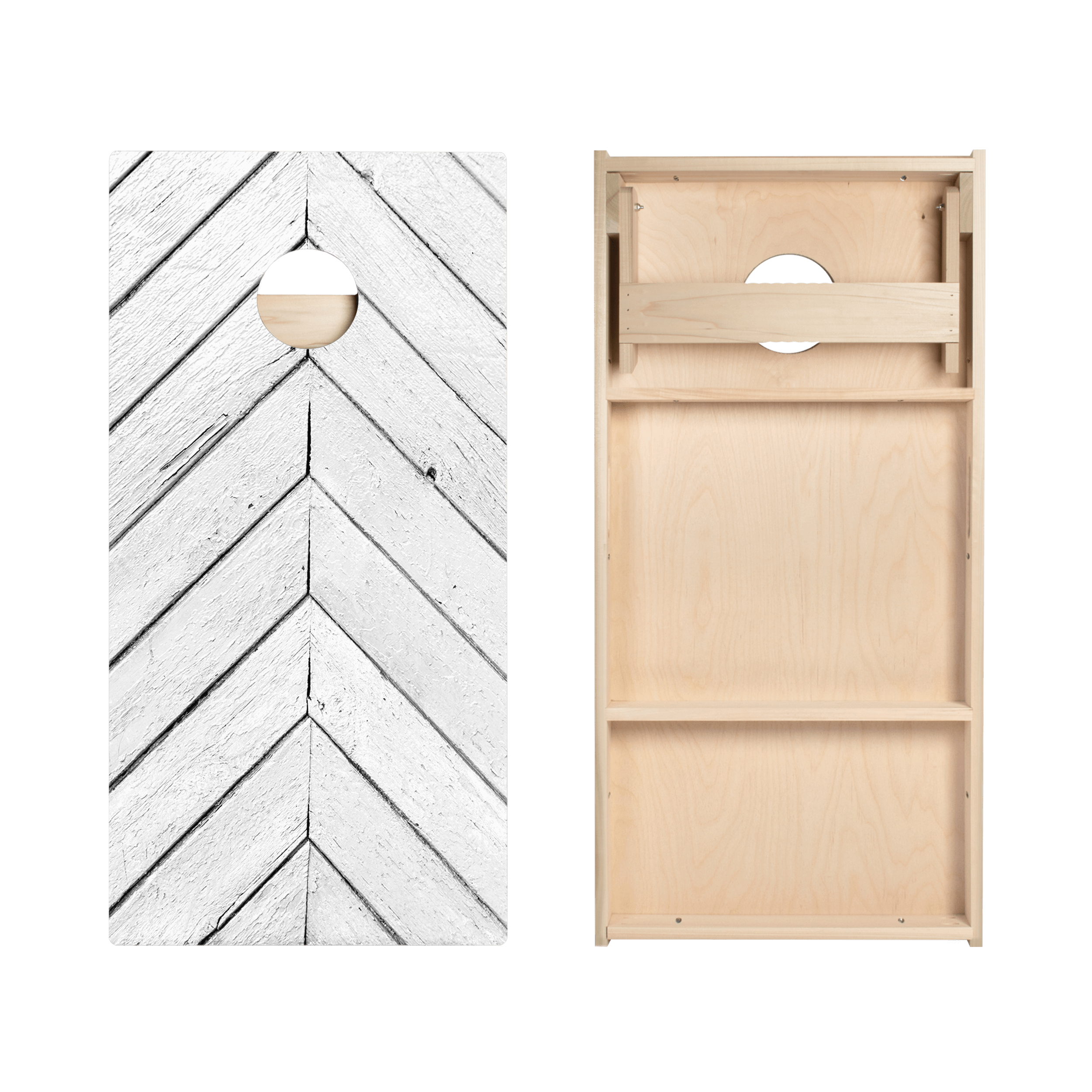 White Angled Wood Panels Star Cornhole Boards
