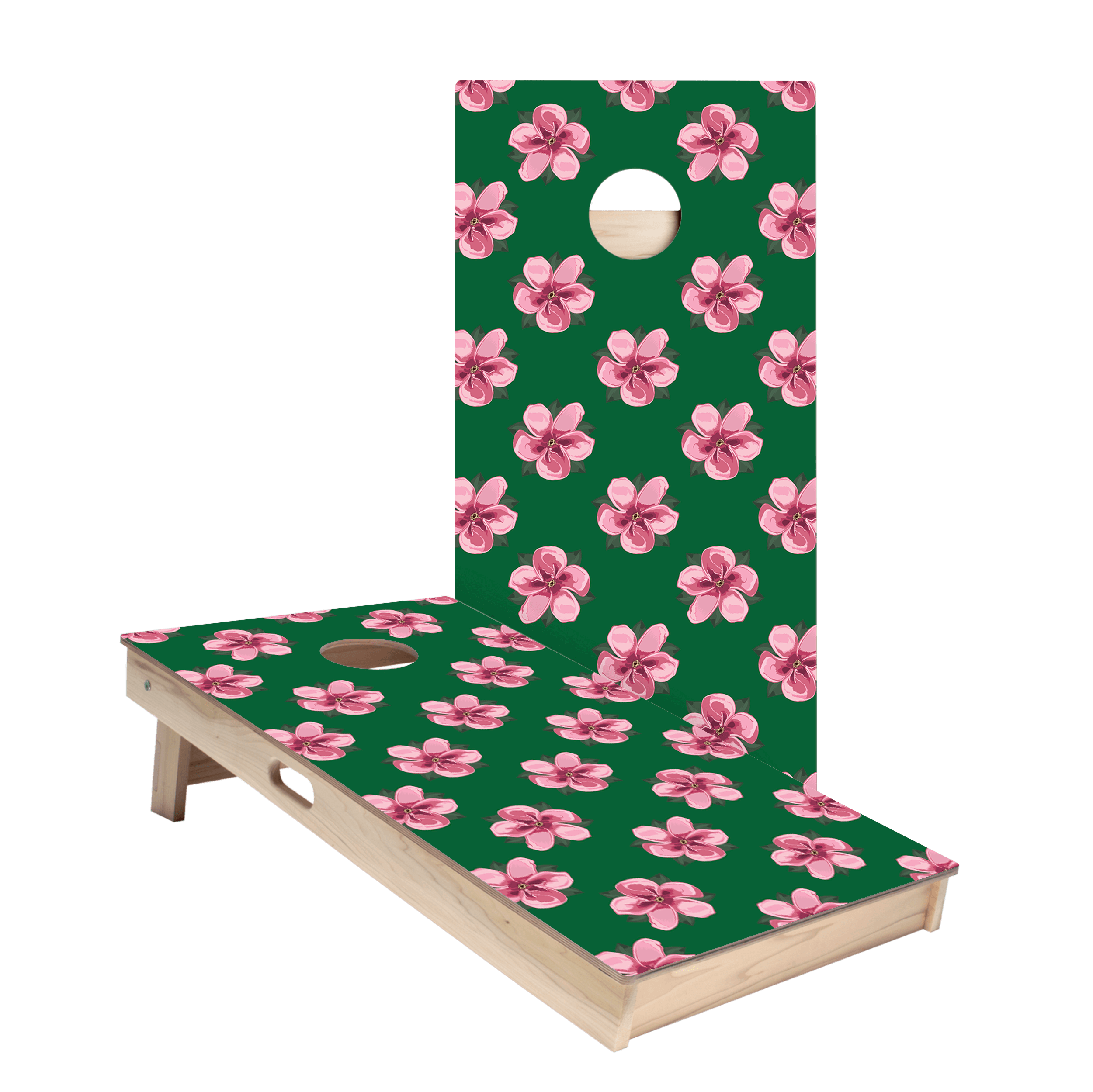 Golf Tournament Pink Azalea Star Cornhole Boards