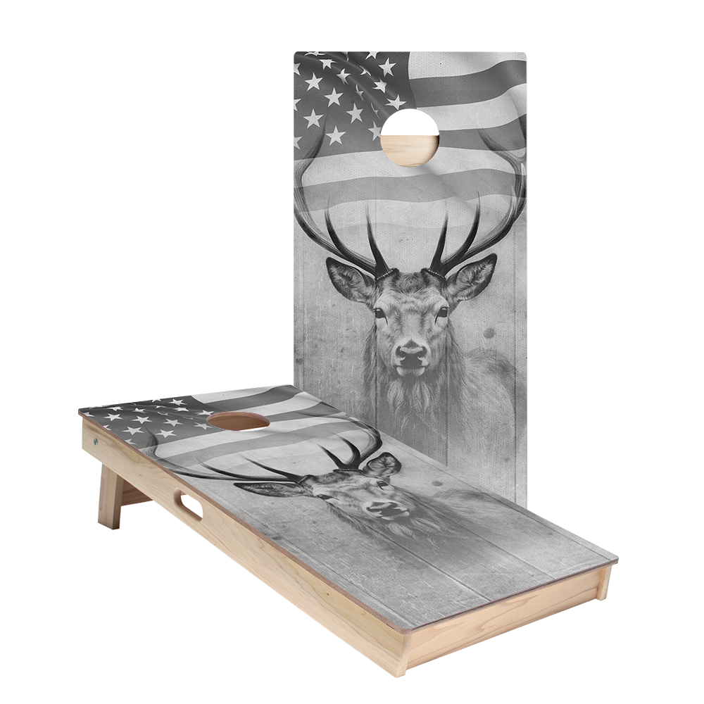 American Flag Antlers Star Cornhole Boards