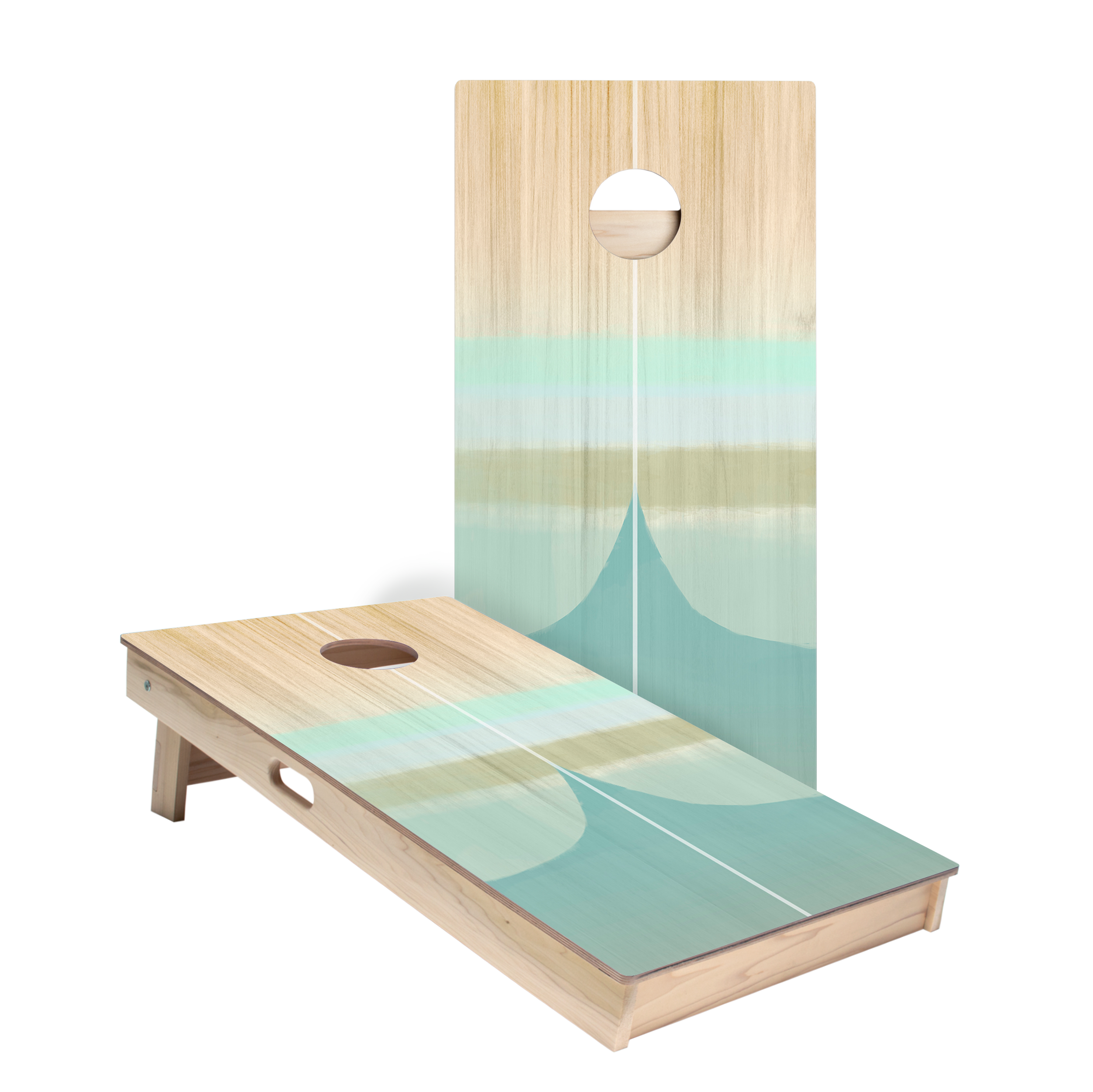 Bamboo Wood Watercolor Surf Star Cornhole Boards