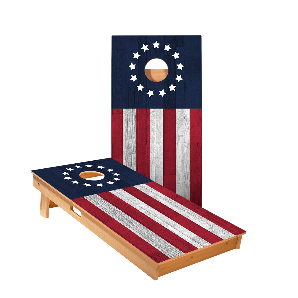 Betsy Ross Flag Star Cornhole Boards