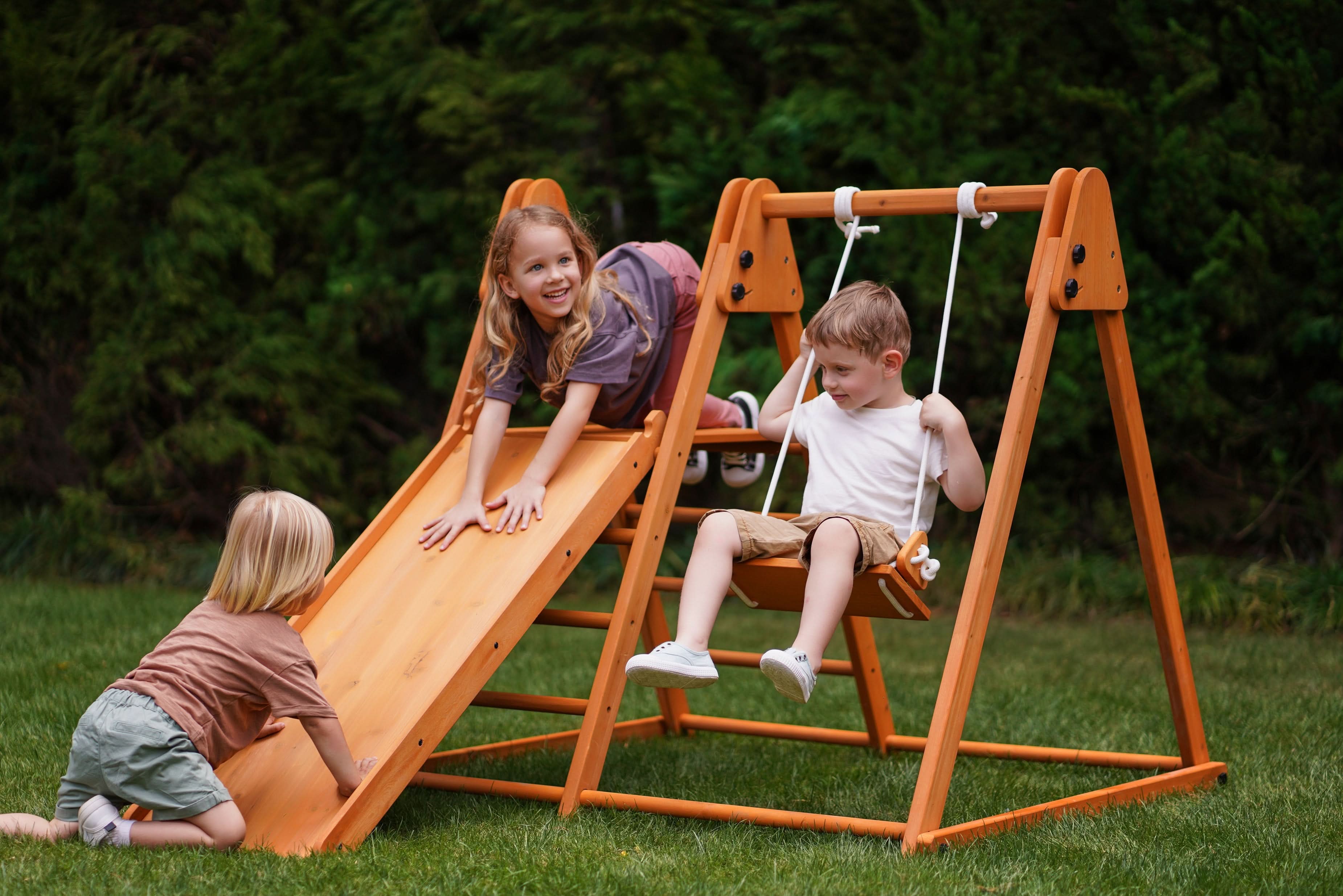 Juniper Folding Indoor & Outdoor Playset | Wooden Climber for Toddlers
