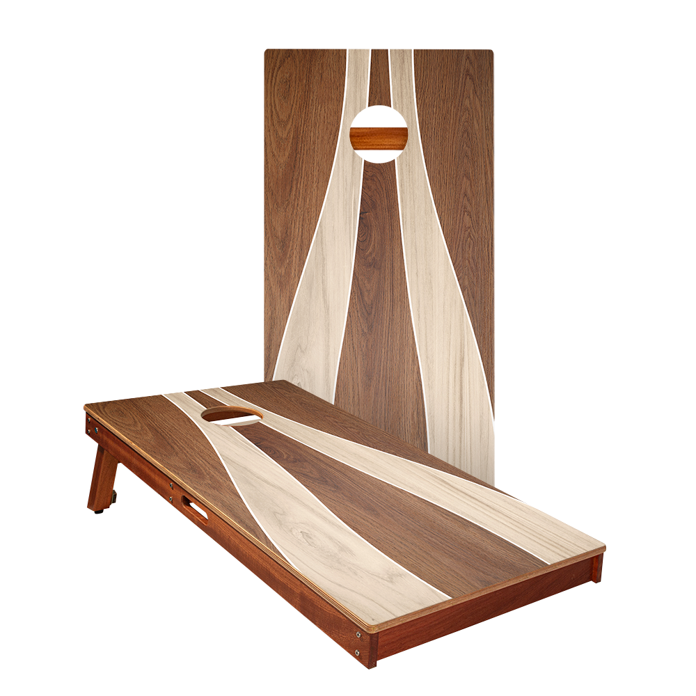 Wood Curvy Triangle Silver Series Cornhole Boards