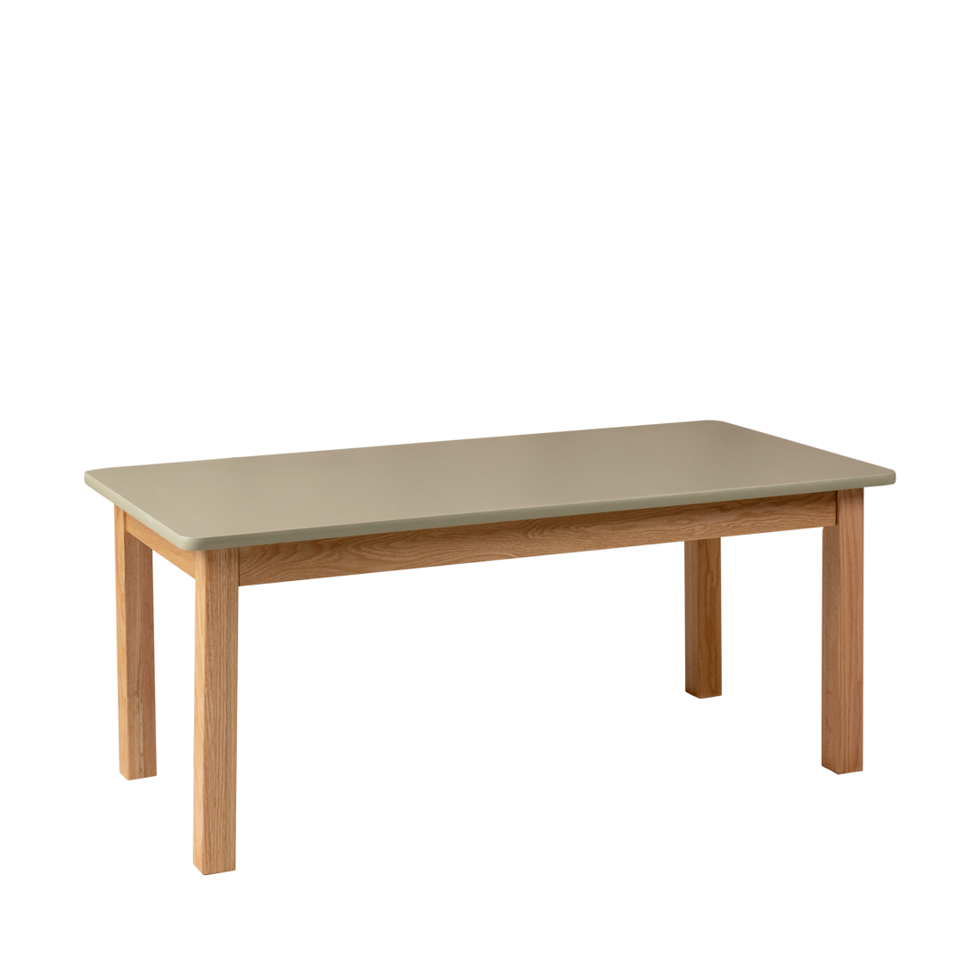 Matt Sage Rectangle Table (47.5" x 30" x 17") – Solid Oak Frame
