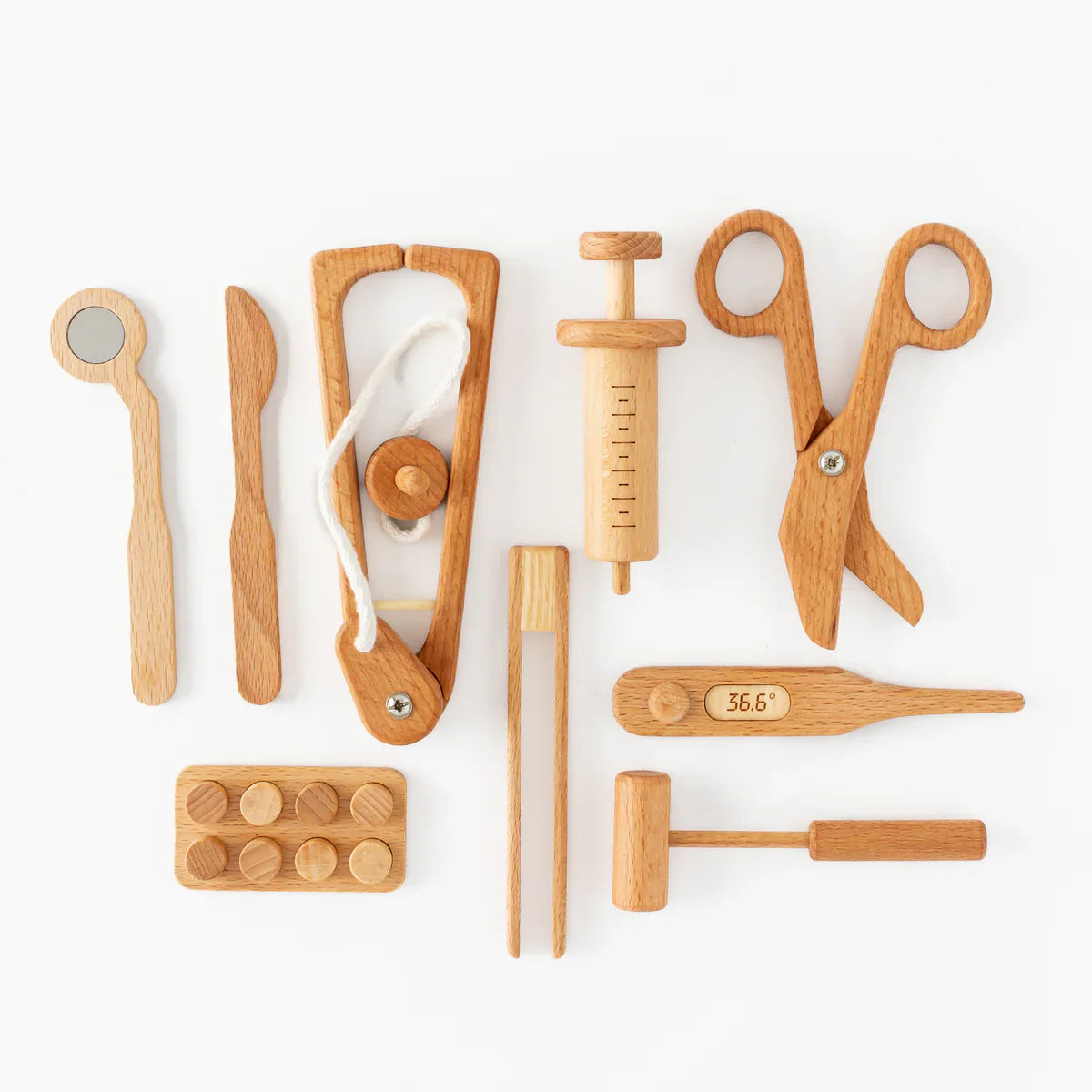 Wooden Doctor Pretend Play Set – Montessori Medical Tools for Kids