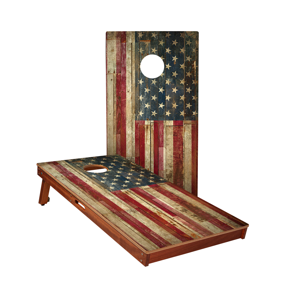 Rustic American Flag Sig Pro Cornhole Boards