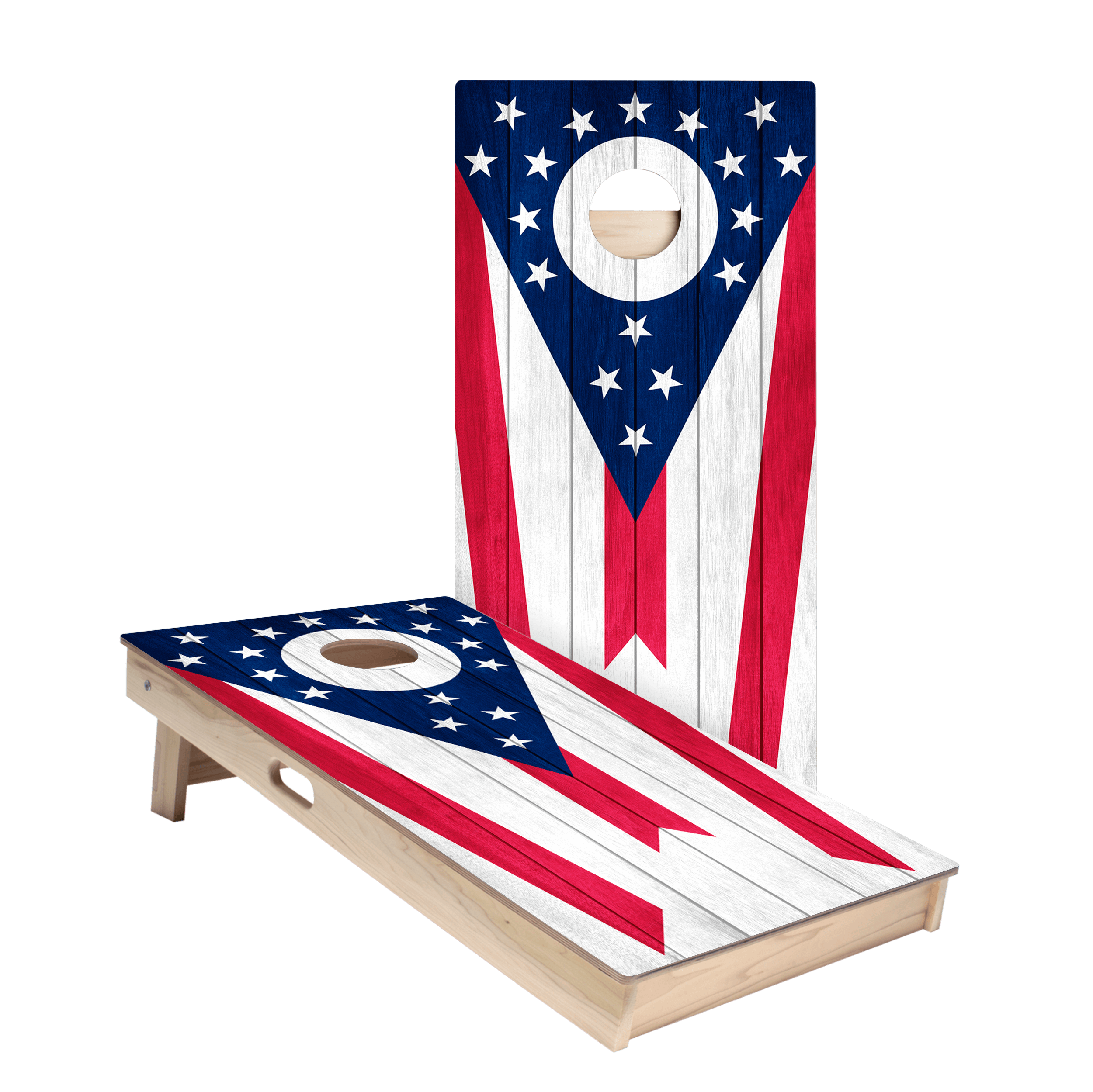 Ohio Flag Star Cornhole Boards