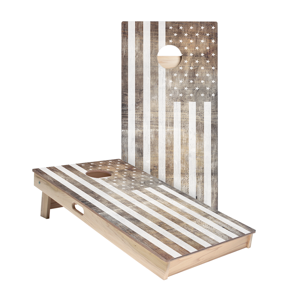Vintage Black And White American Flag Star Cornhole Boards