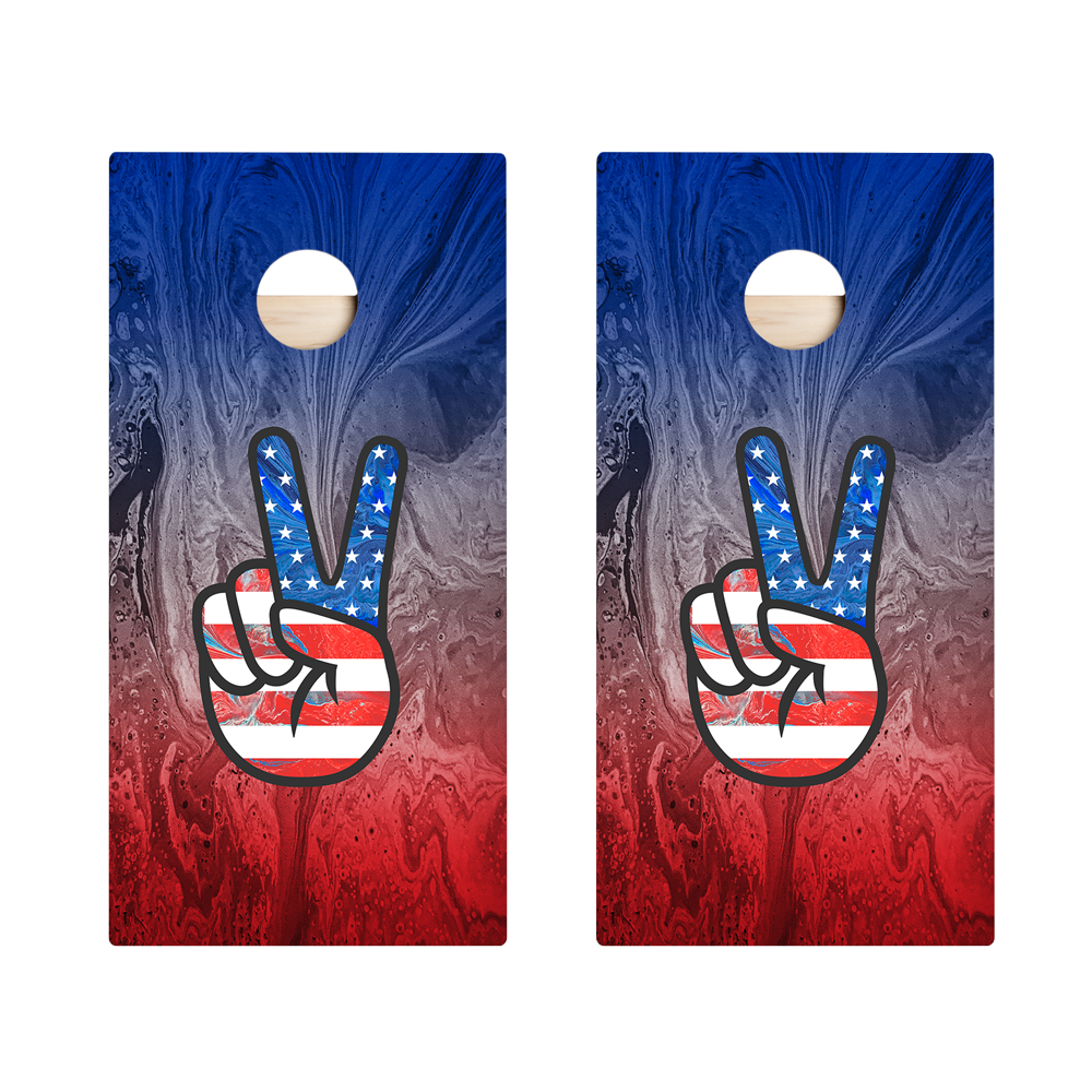 American Flag Peace Sign Star Cornhole Boards