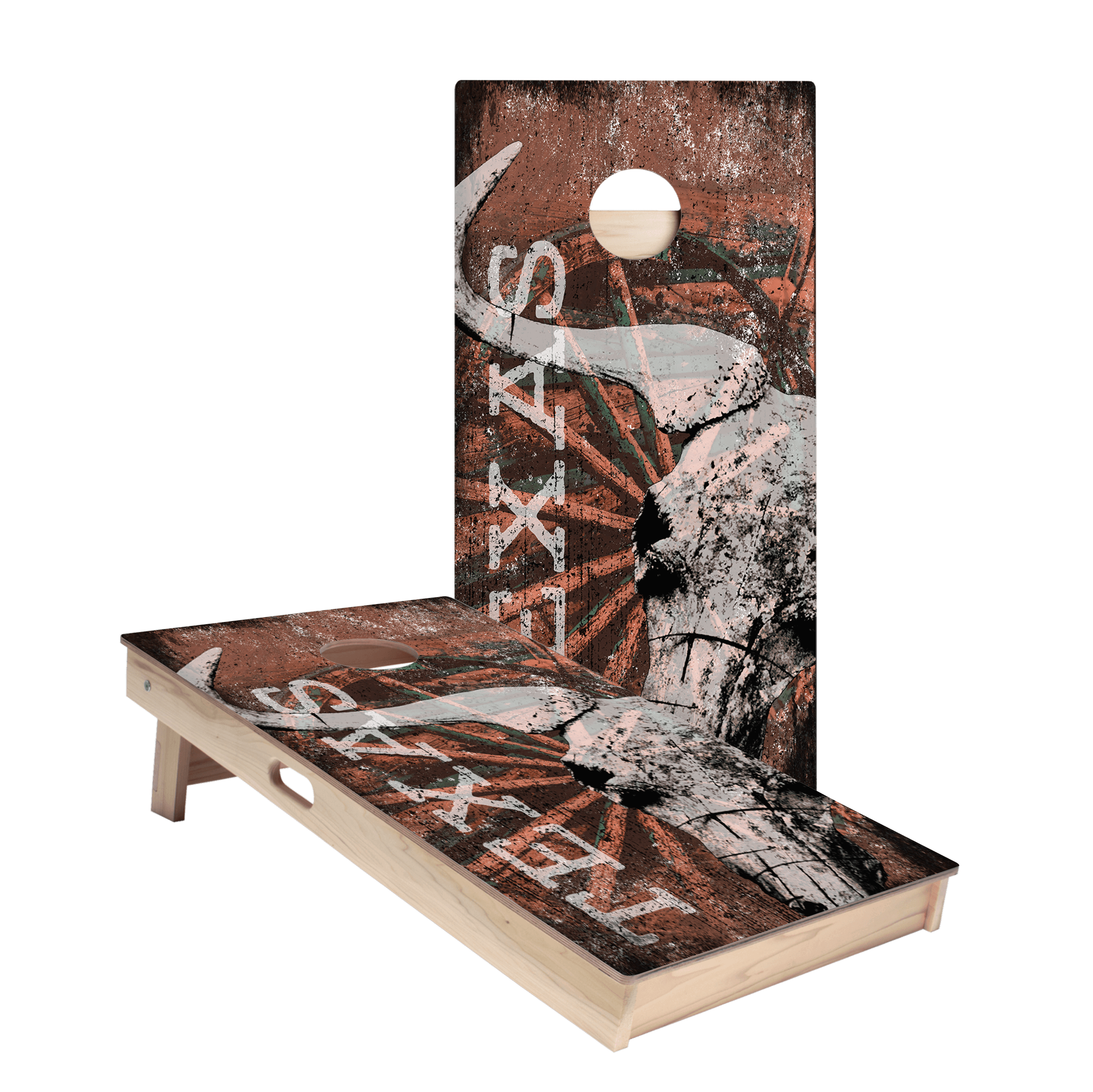Red Texas Longhorn Star Cornhole Boards