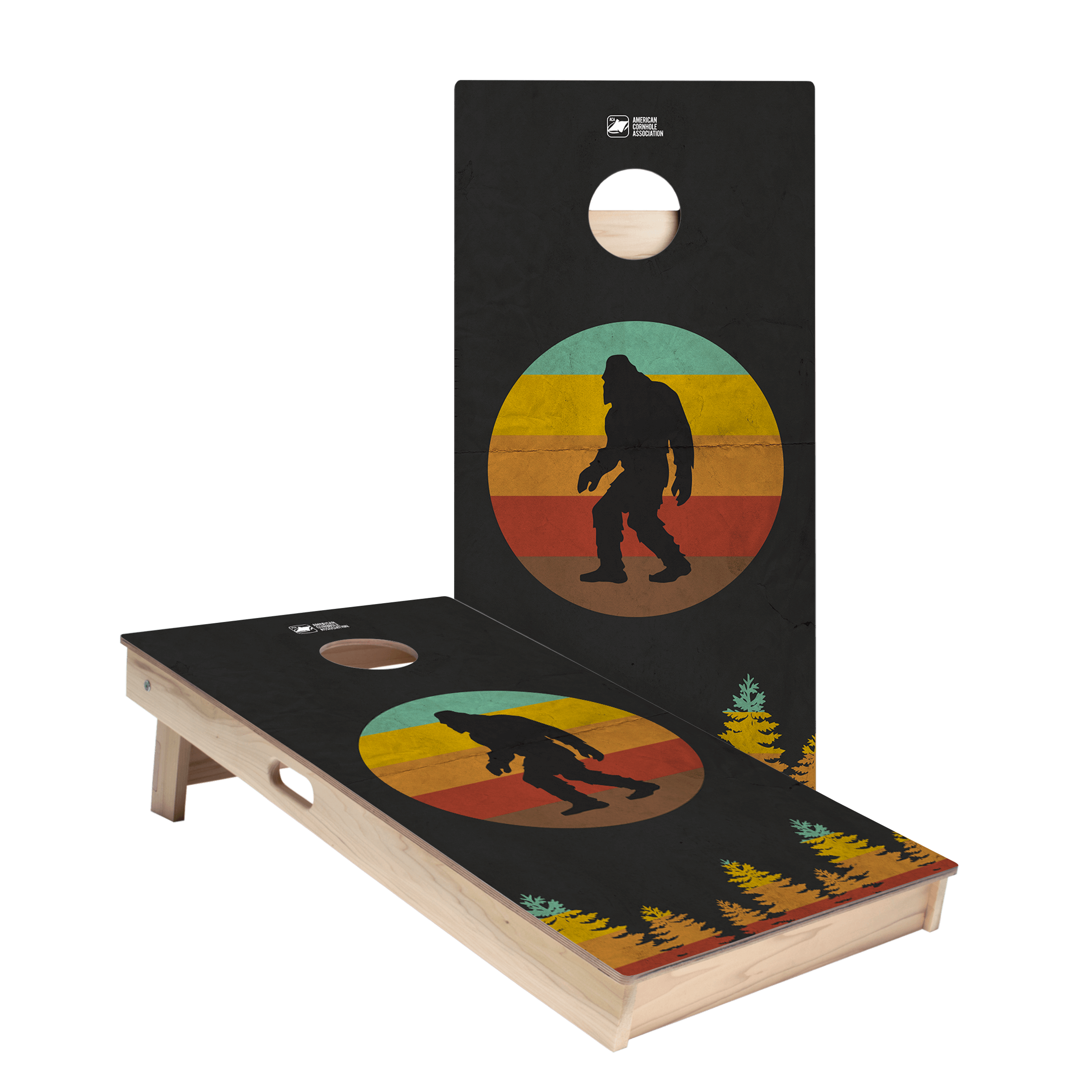 Retro Sasquatch Star Cornhole Boards