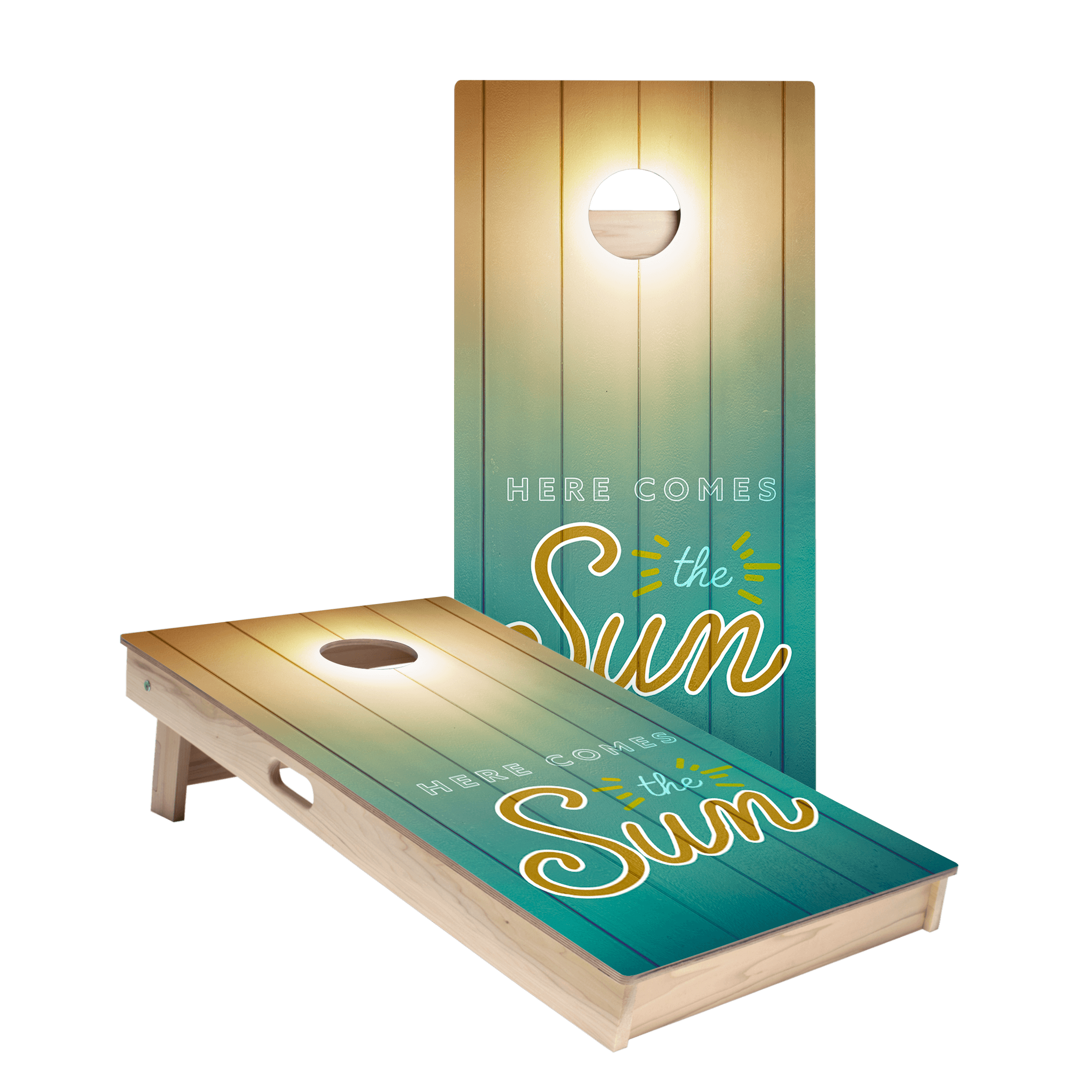 Here Comes The Sun Star Cornhole Boards