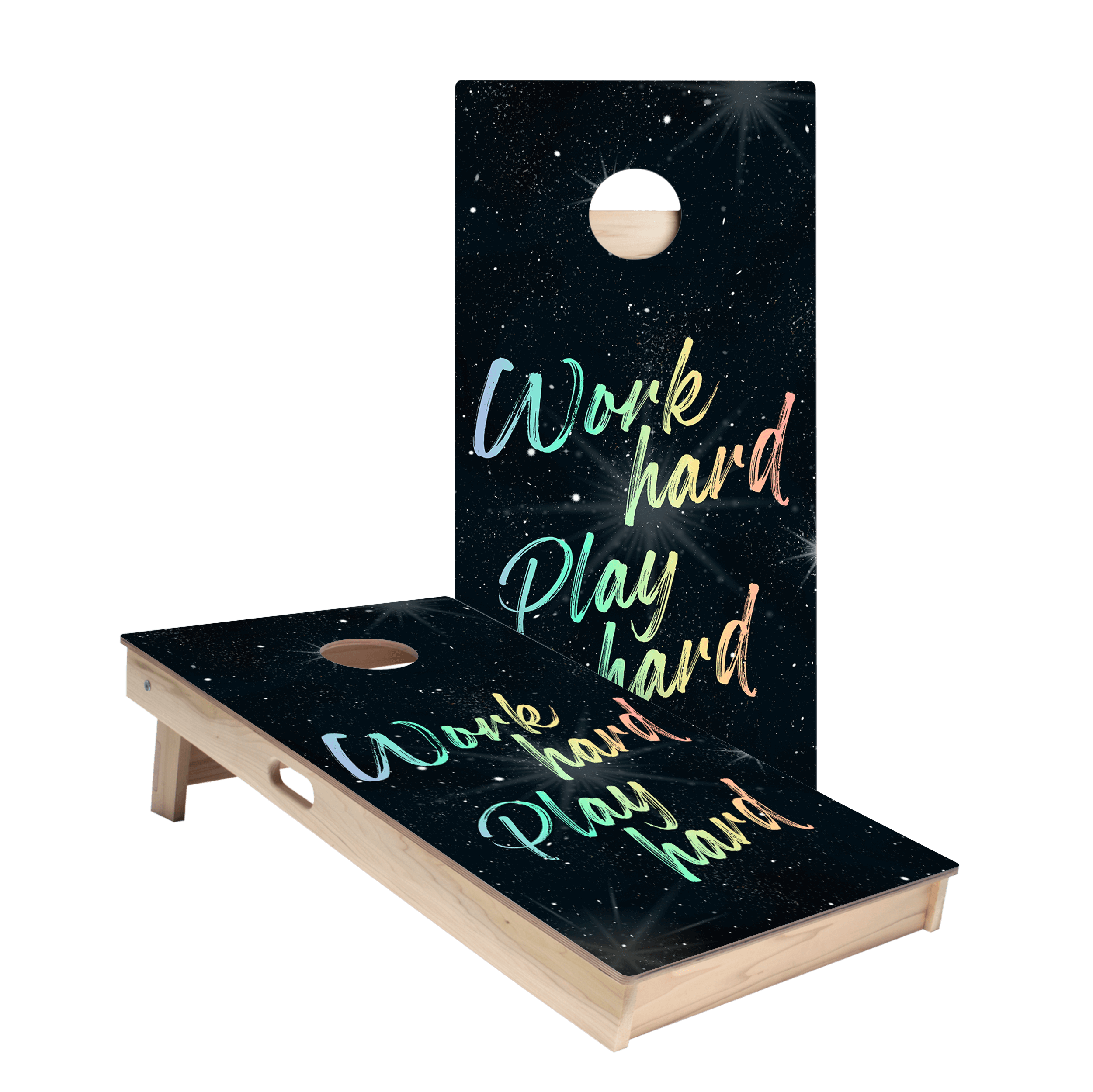 Work Hard Play Hard Star Cornhole Boards