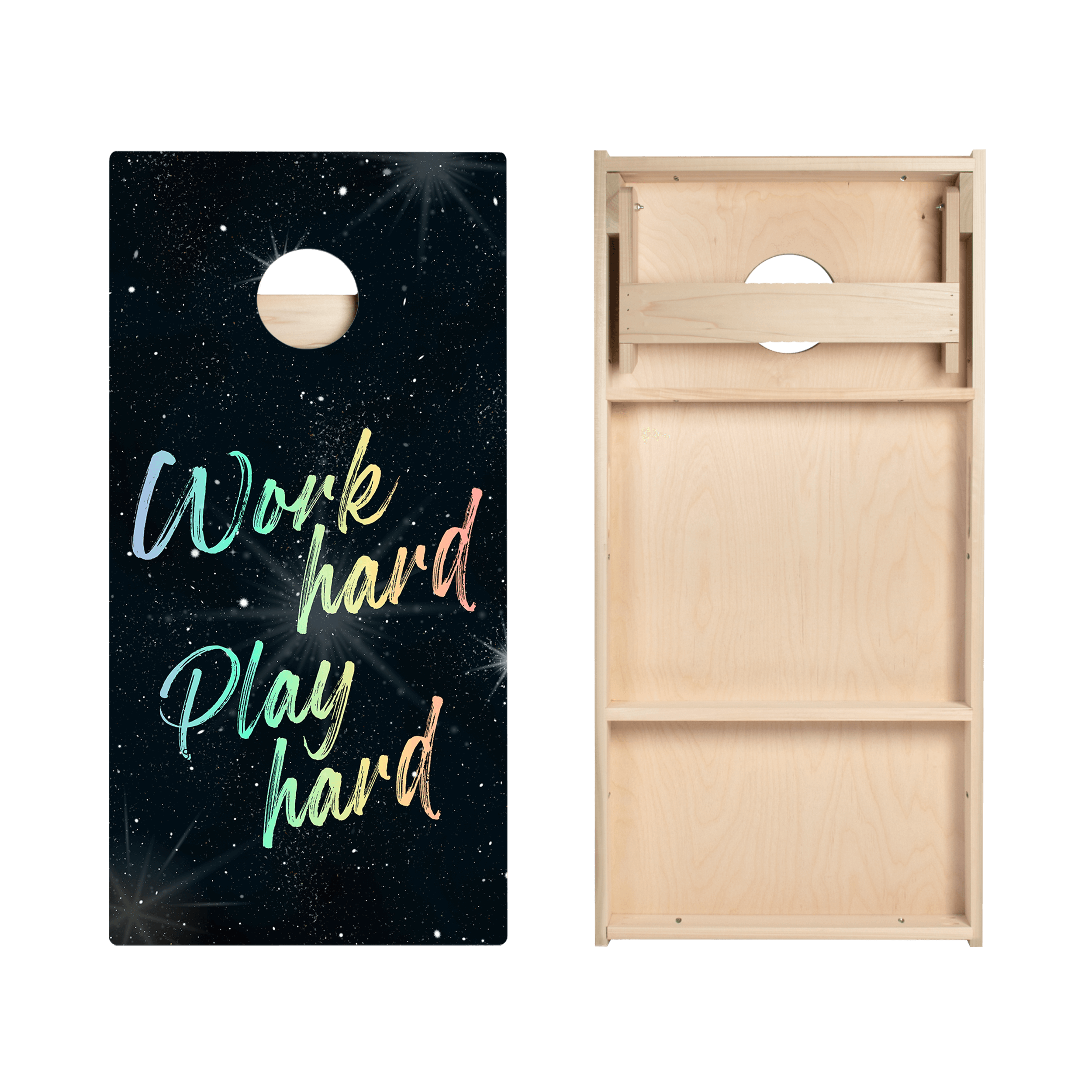 Work Hard Play Hard Star Cornhole Boards