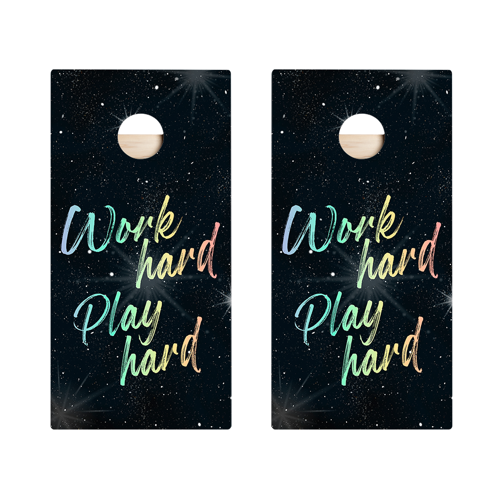 Work Hard Play Hard Star Cornhole Boards