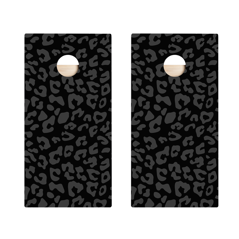 Black Leopard Print Star Cornhole Boards