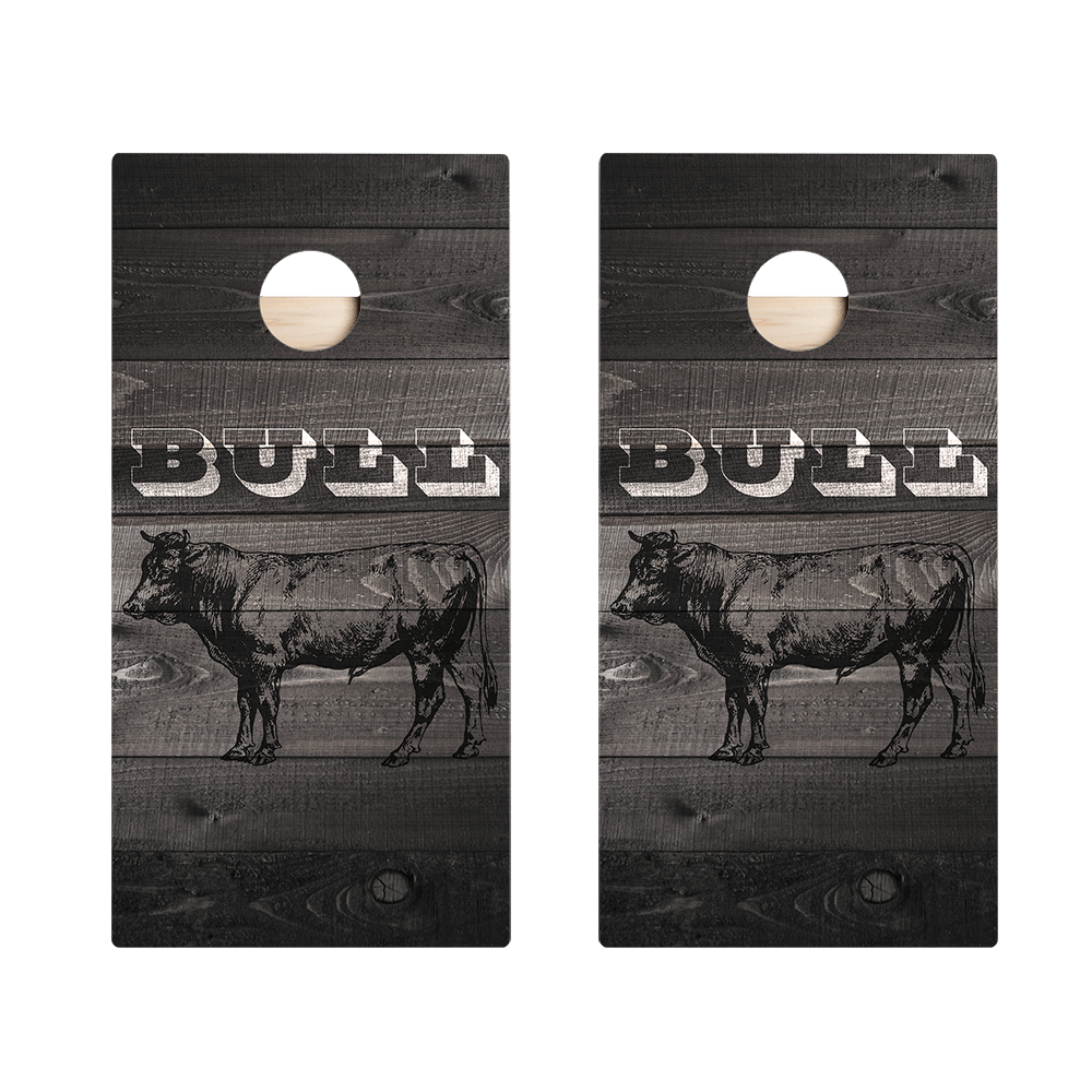 Black Barnwood Bull Star Cornhole Boards