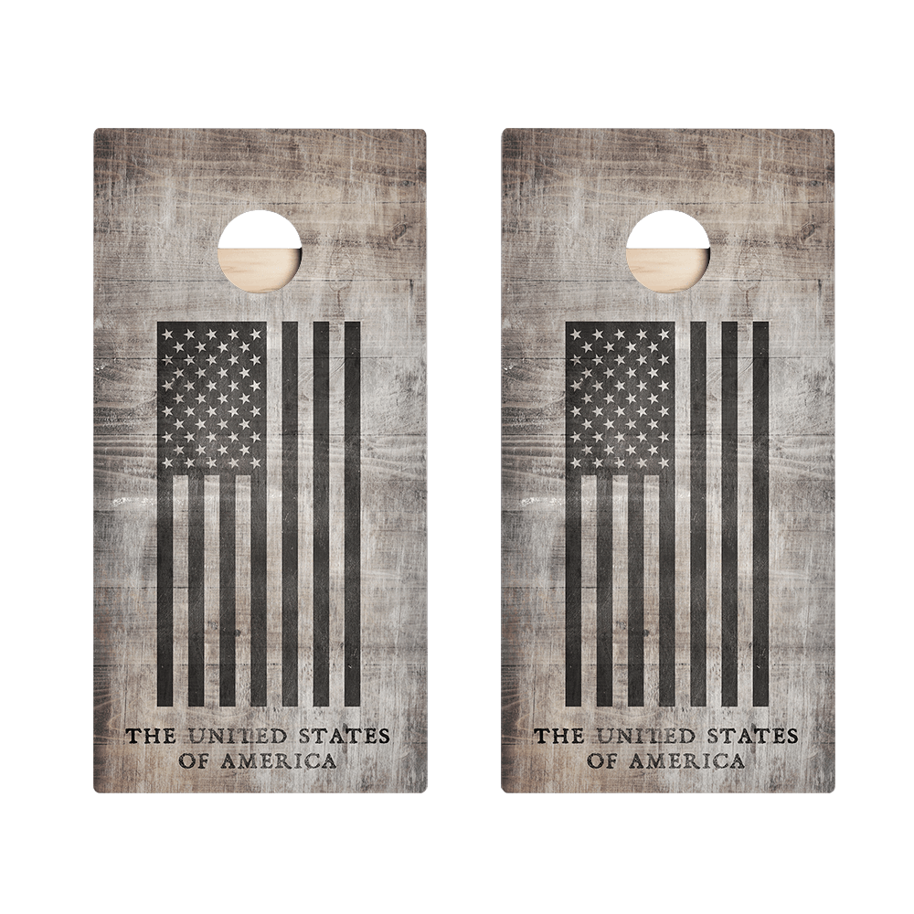 Full American Black Flag Star Cornhole Boards