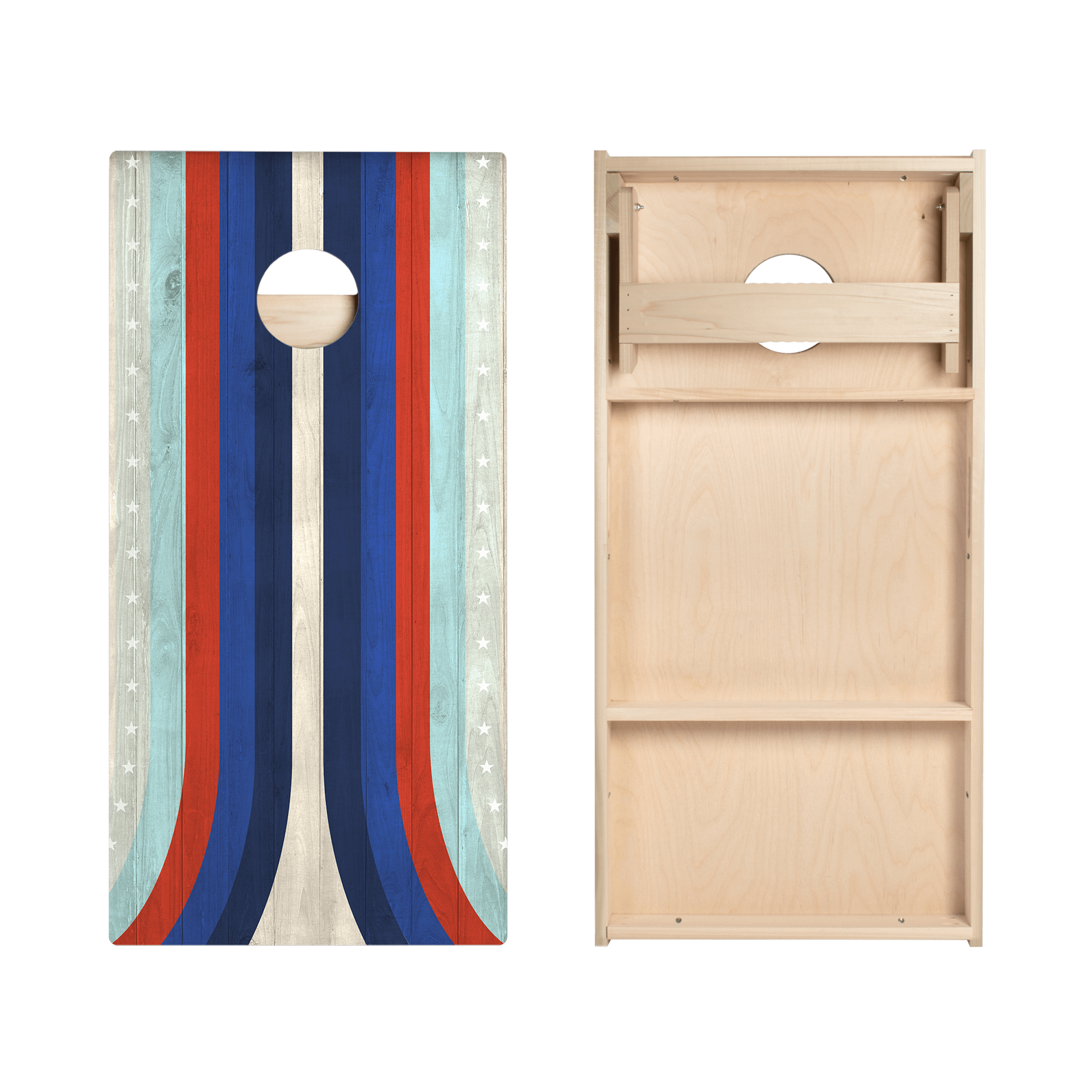 American Moto Curved Stripes Star Cornhole Boards