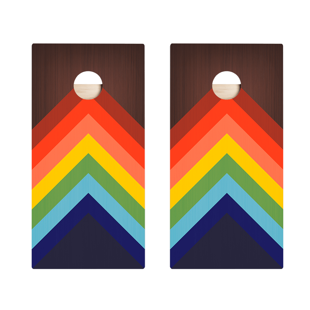 Rainbow-Chevrons Star Cornhole Boards