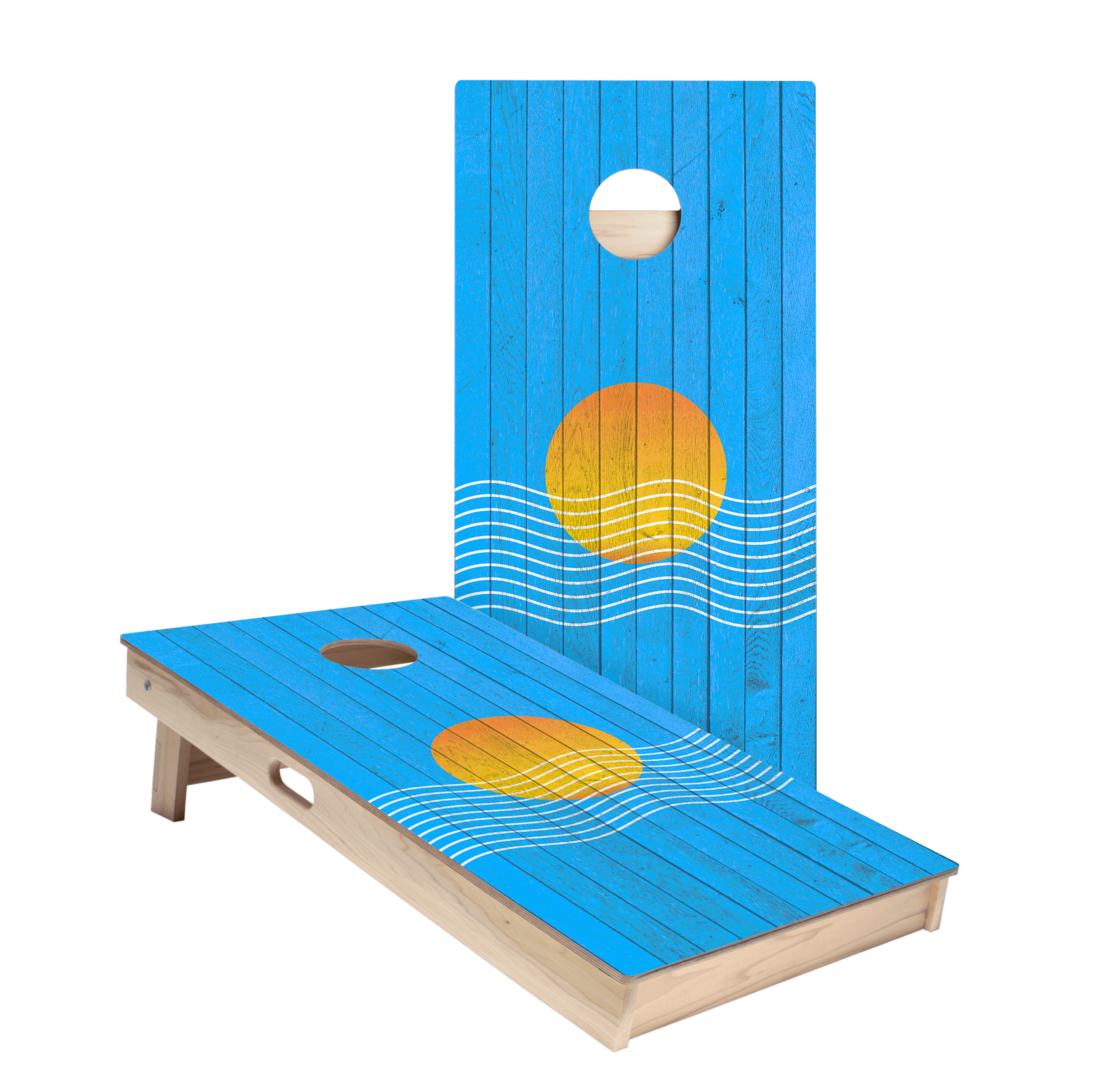 Sunset Waves Star Cornhole Boards