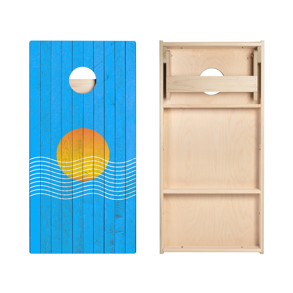 Sunset Waves Star Cornhole Boards
