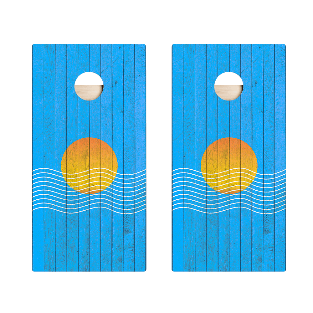 Sunset Waves Star Cornhole Boards