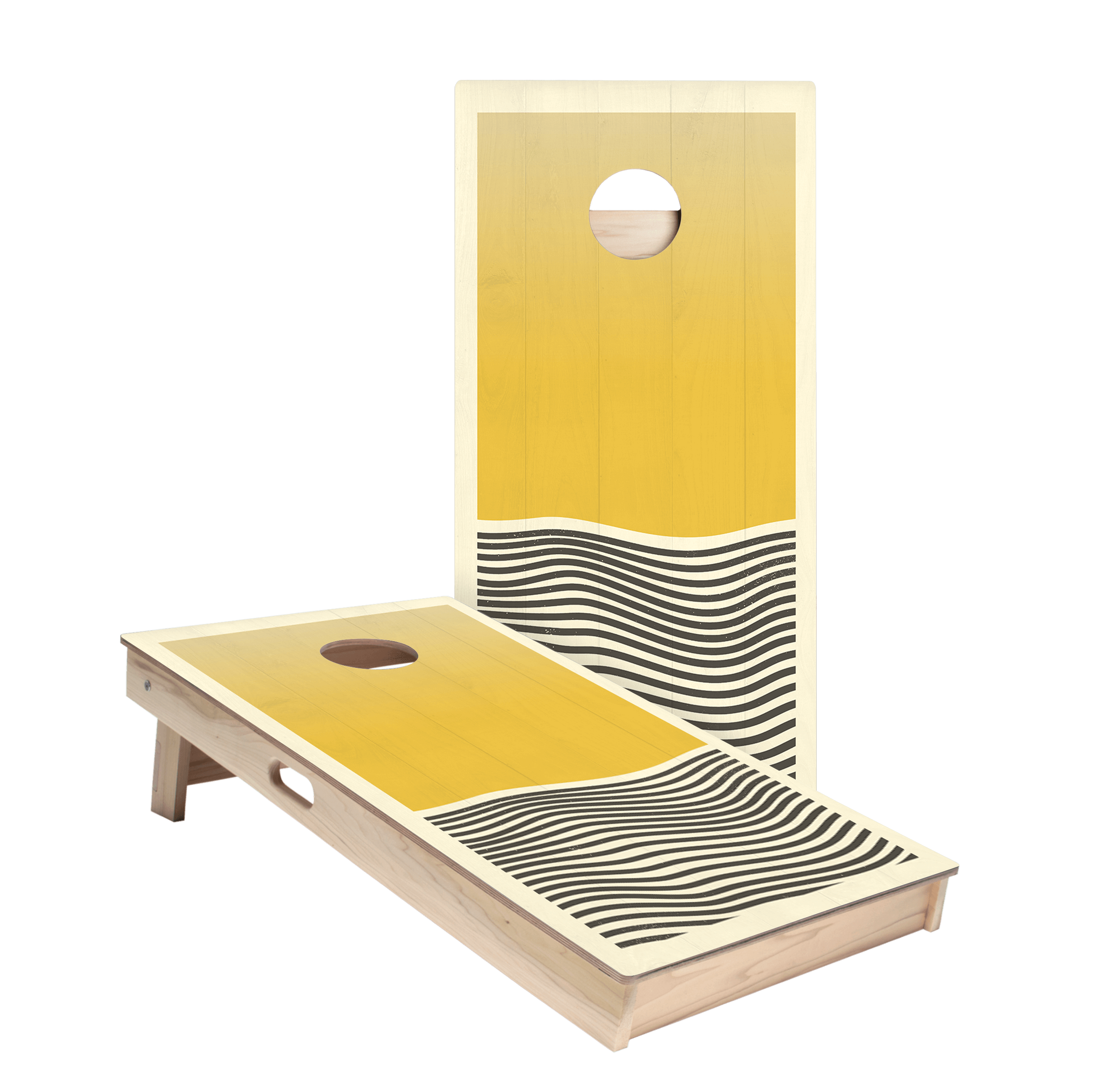 Yellow Waves Star Cornhole Boards