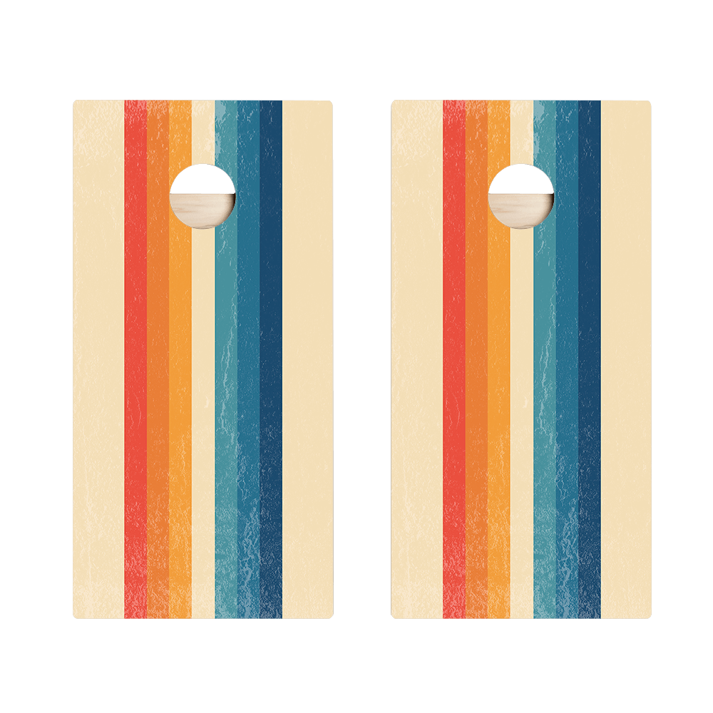 Ombre Multi-Stripe Star Cornhole Boards
