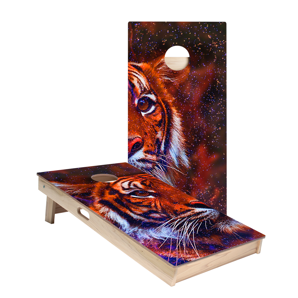 Space Tiger Star Cornhole Boards