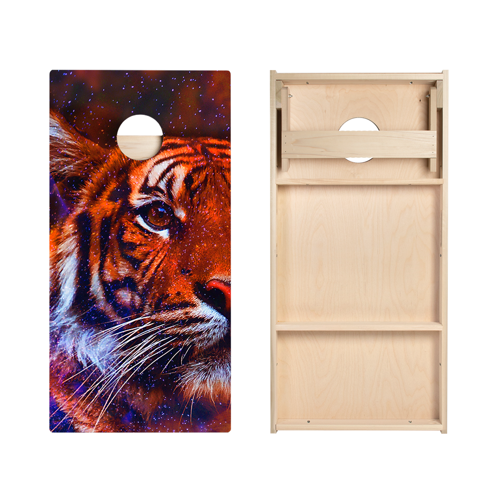 Space Tiger Star Cornhole Boards
