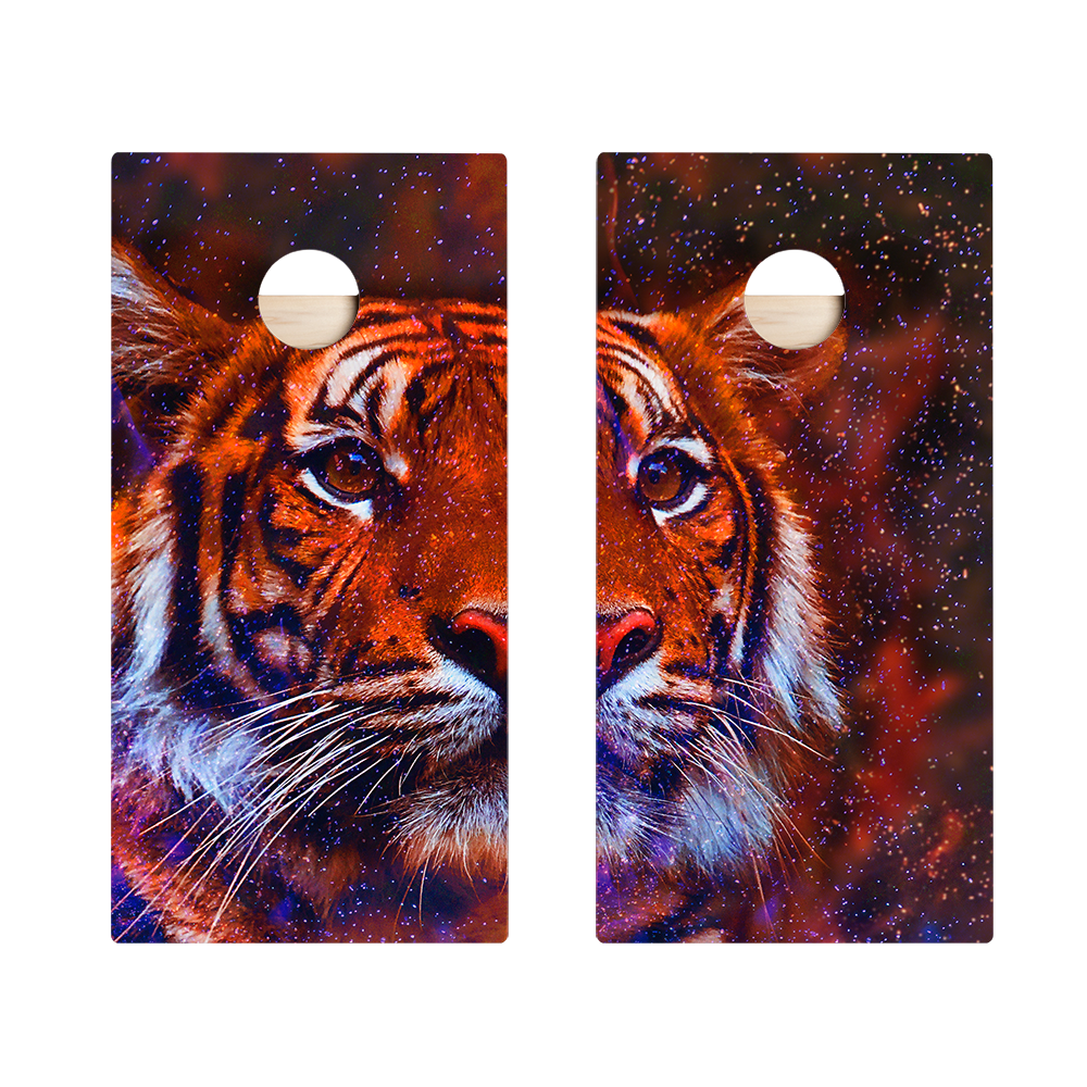 Space Tiger Star Cornhole Boards