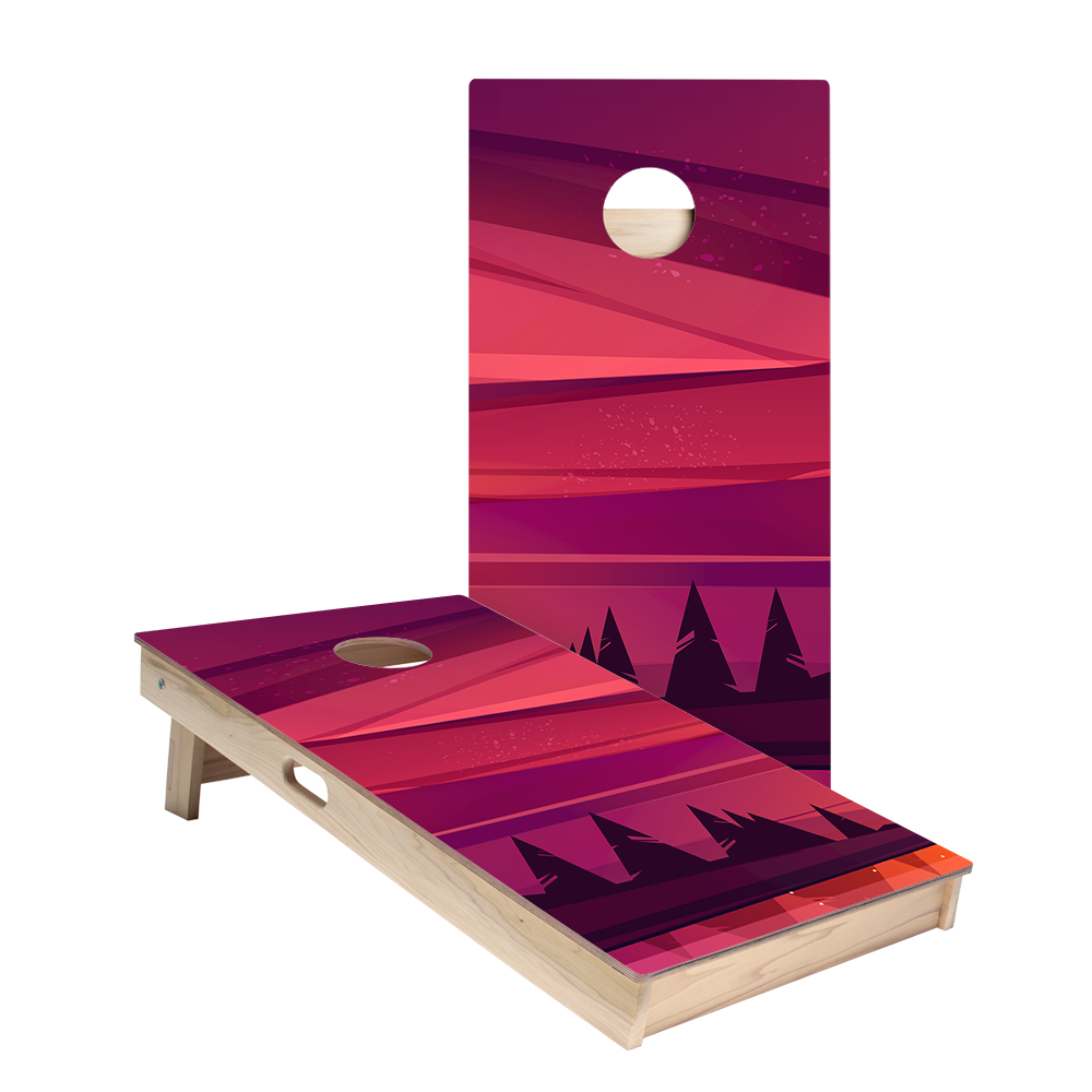 Red Forest Sunset Star Cornhole Boards