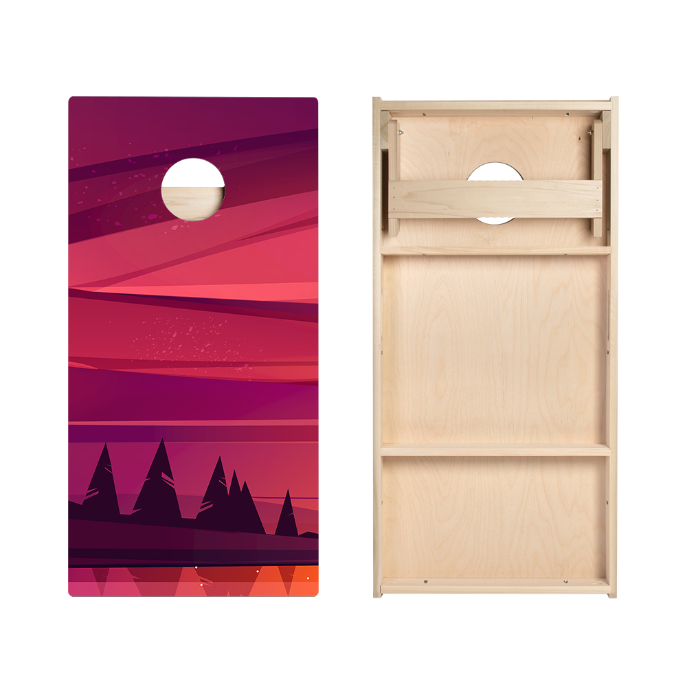 Red Forest Sunset Star Cornhole Boards