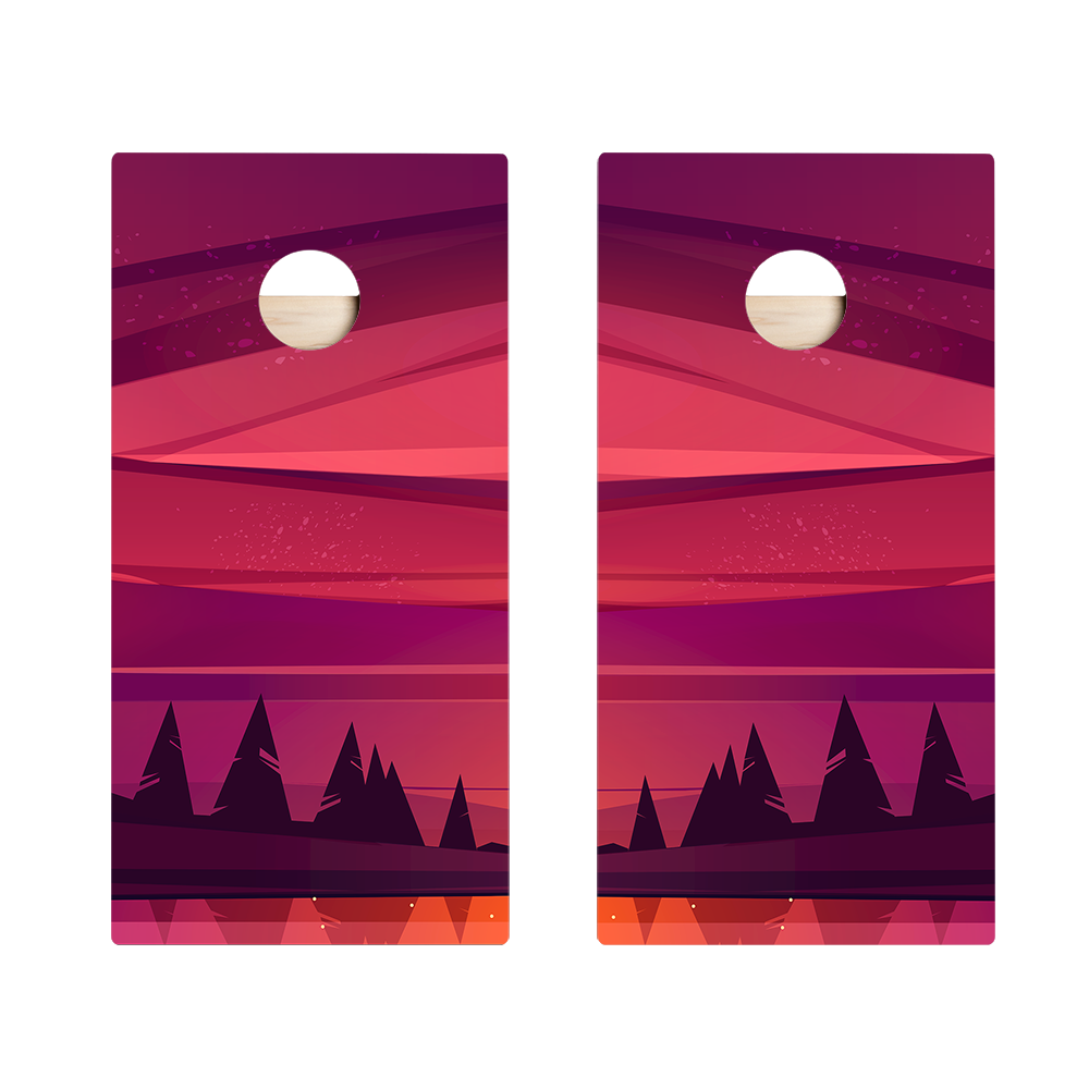 Red Forest Sunset Star Cornhole Boards