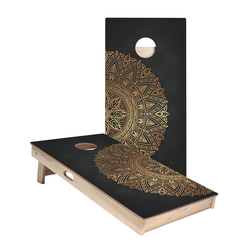 Golden Mandala Star Cornhole Boards