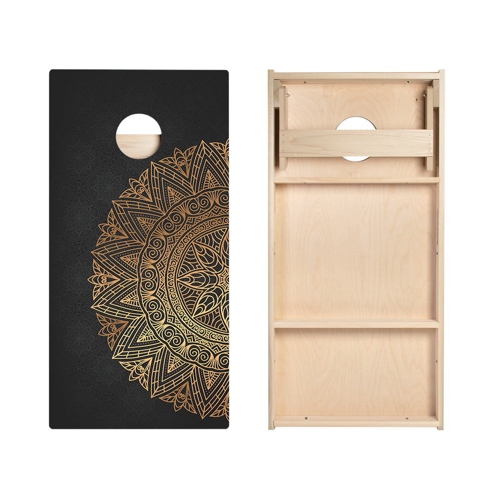 Golden Mandala Star Cornhole Boards