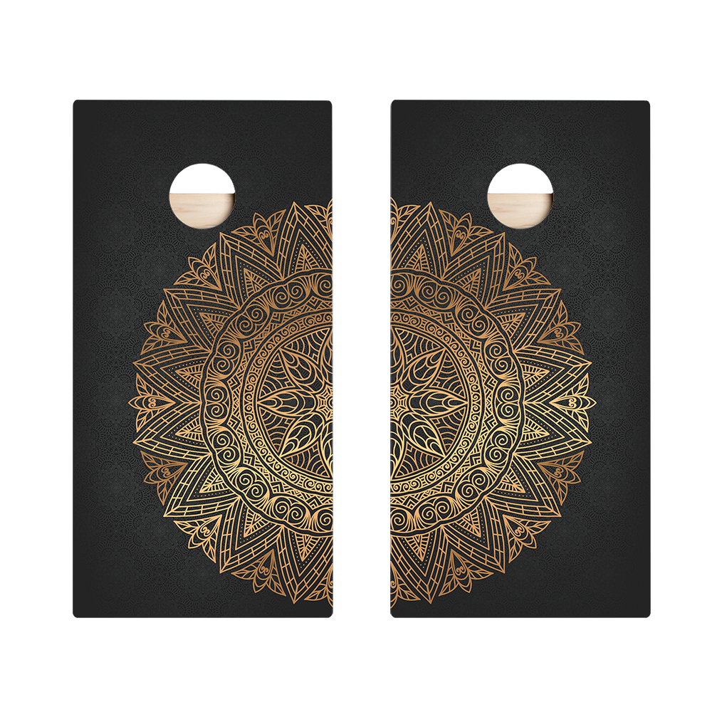 Golden Mandala Star Cornhole Boards