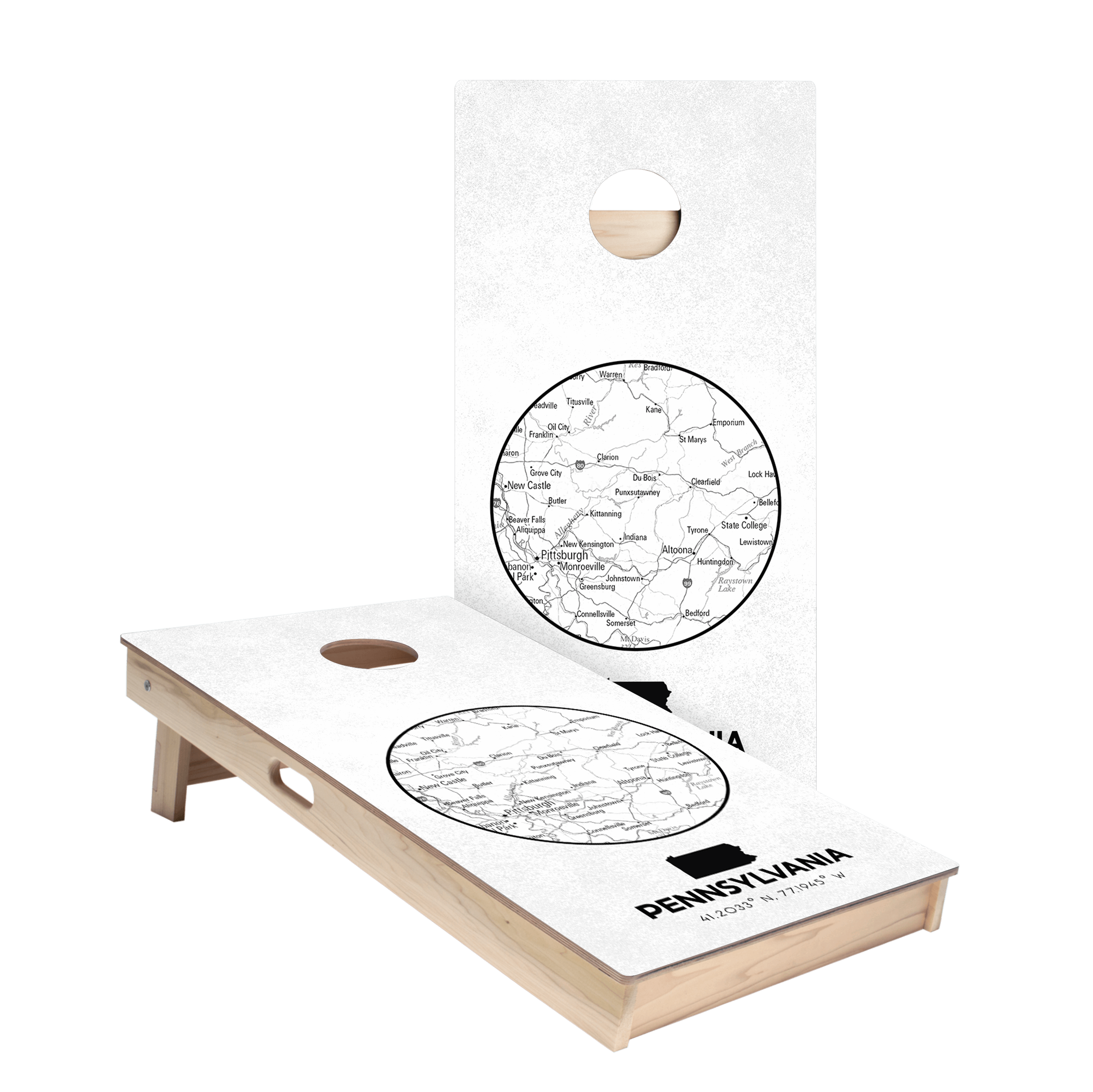 Pennsylvania State Map Star Cornhole Boards