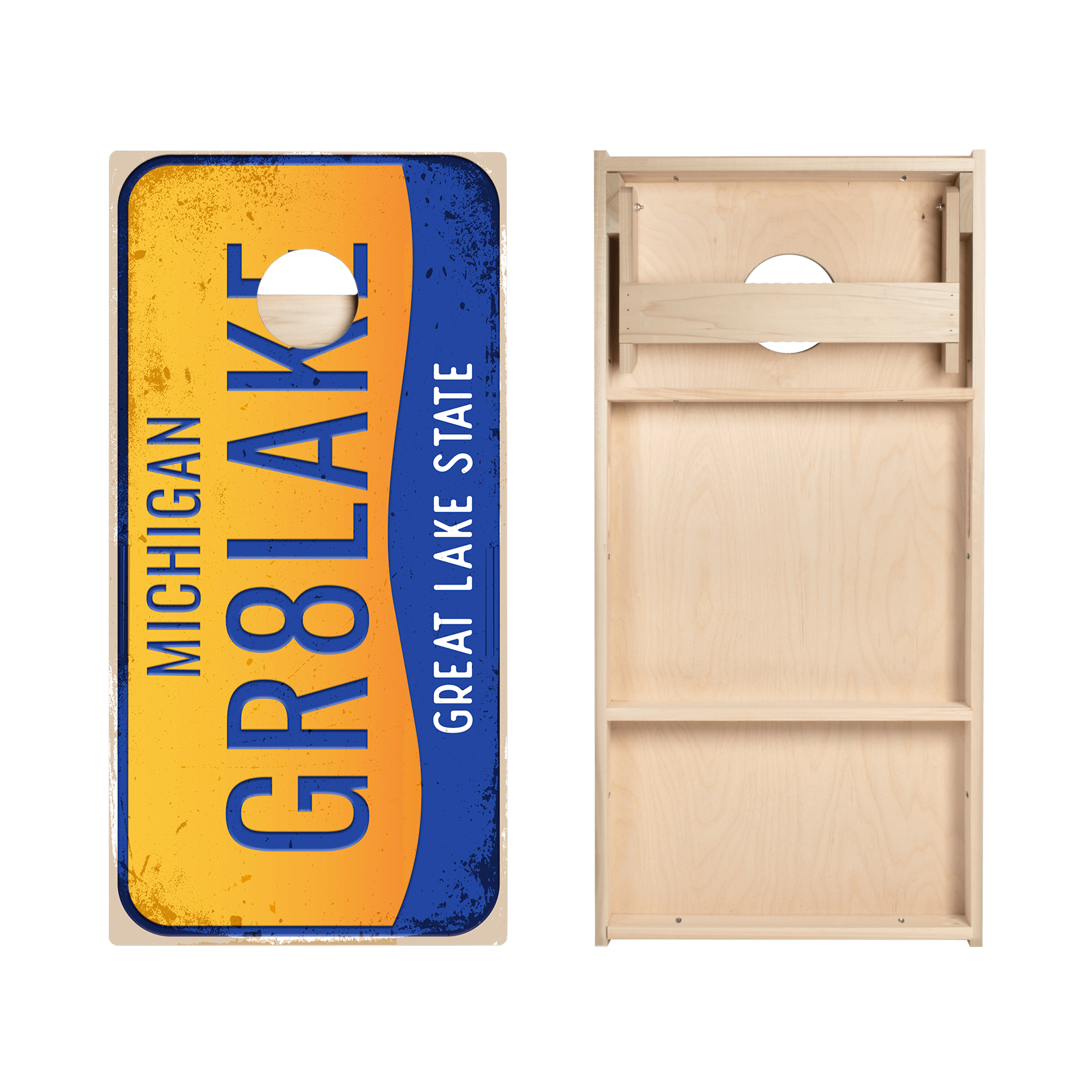 Home State License Plate Michigan Star Cornhole Boards