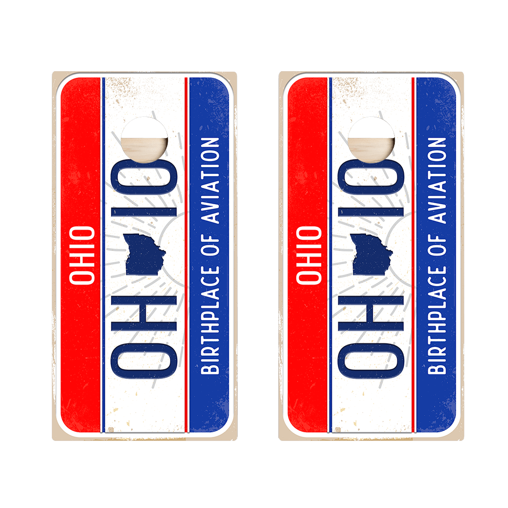 Home State License Plate Ohio Star Cornhole Boards