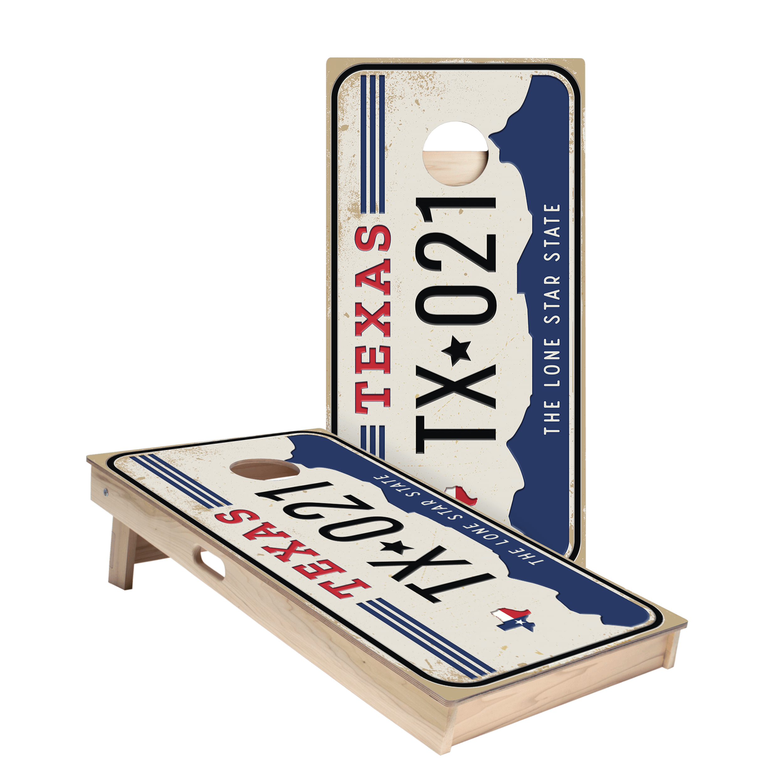 Home State License Plate Texas Star Cornhole Boards